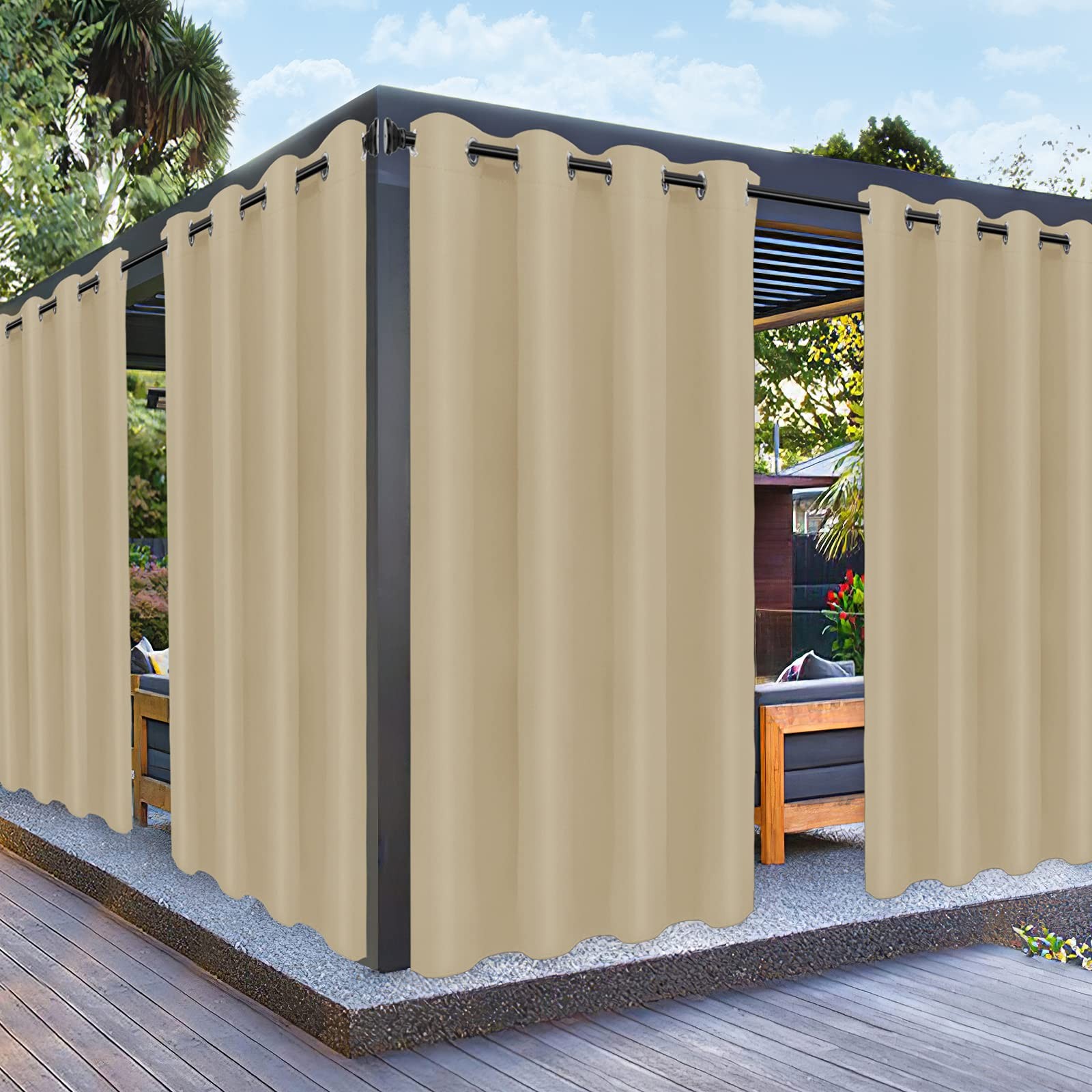 Outdoor Curtains for Patio Waterproof Weatherproof, UV and Fade Resistant Outsid