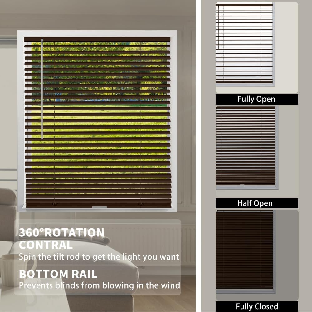 HIDODO Aluminum Mini Blinds Cordless Horizontal Window Shades for Living Room