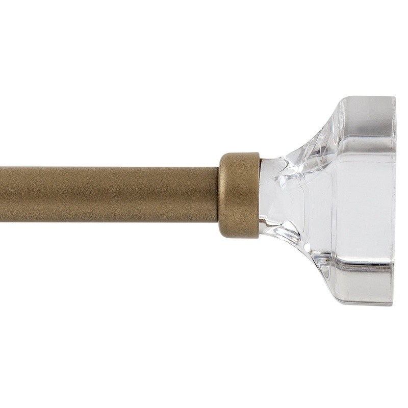 Adjustable Gold Metal Curtain Rod W/ Crystal Finials Living Room Dining New