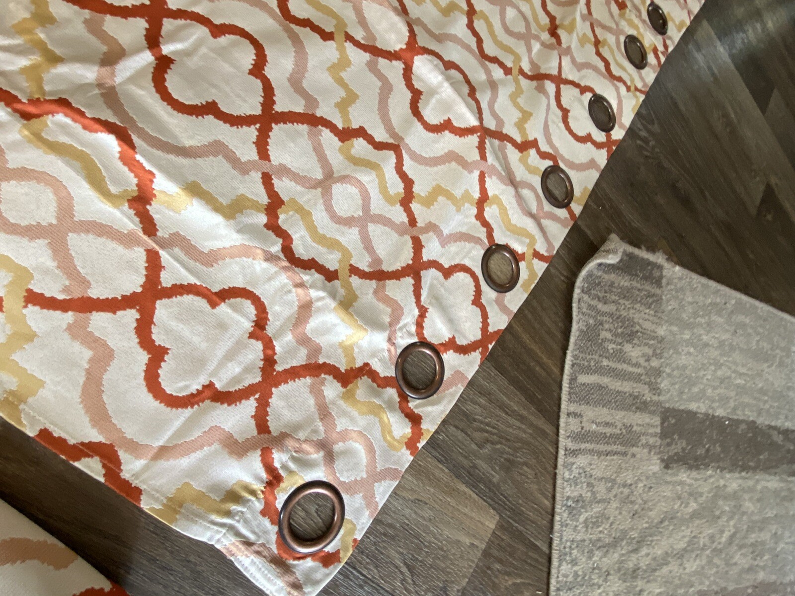 6 Curtain Panels Orange Pink Yellow Geometric Grommets 75” X 83”