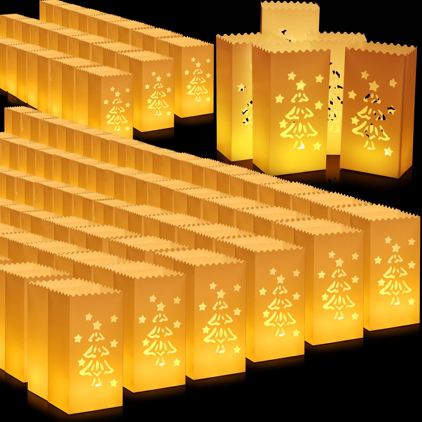 2024 Waterproof Luminary Bags – 50 Pcs White Reusable Lanterns for Christmas,…