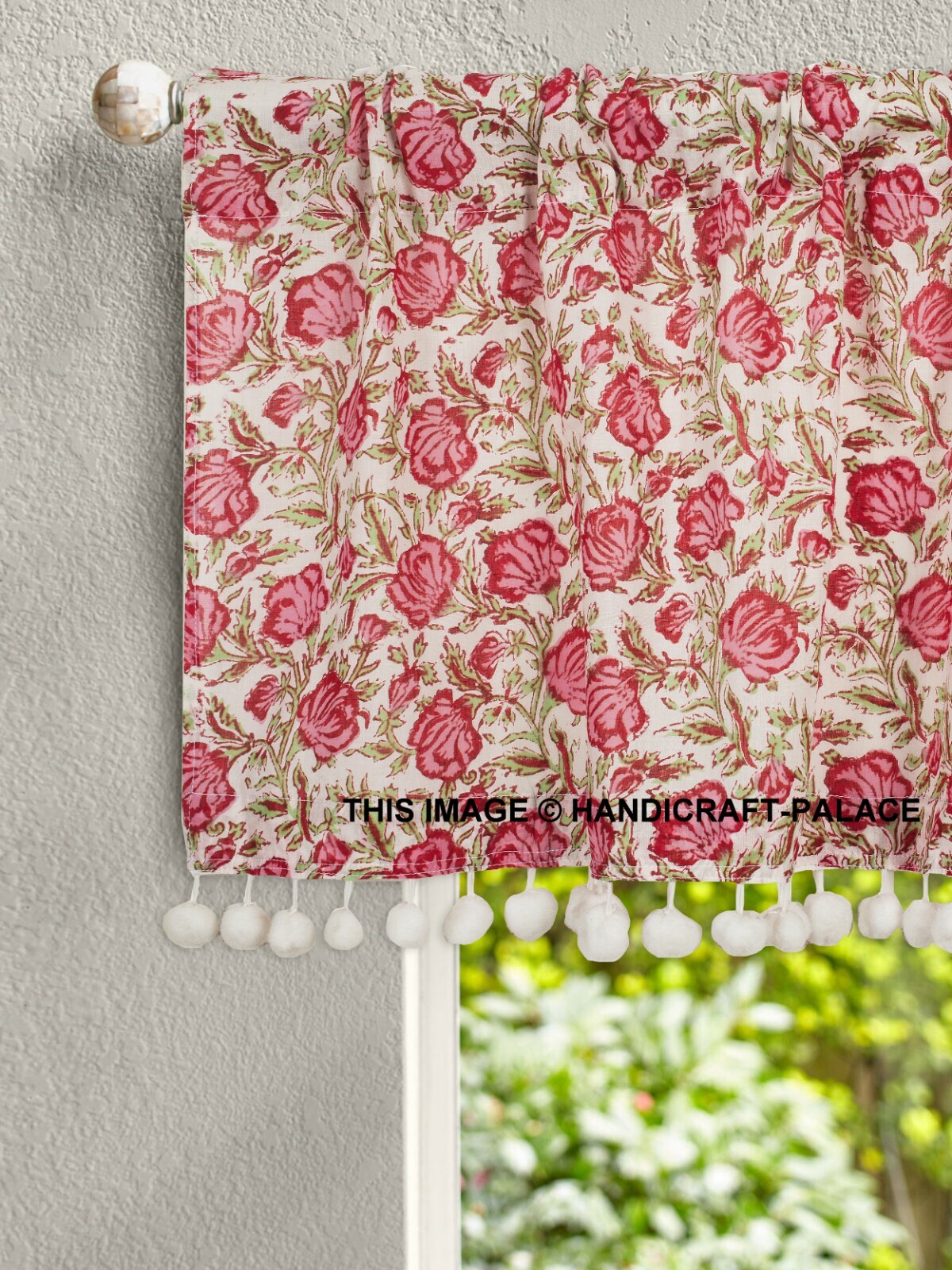 Indian Block Print Cotton Short Curtain Kitchen Cafe Window Curtain Valances