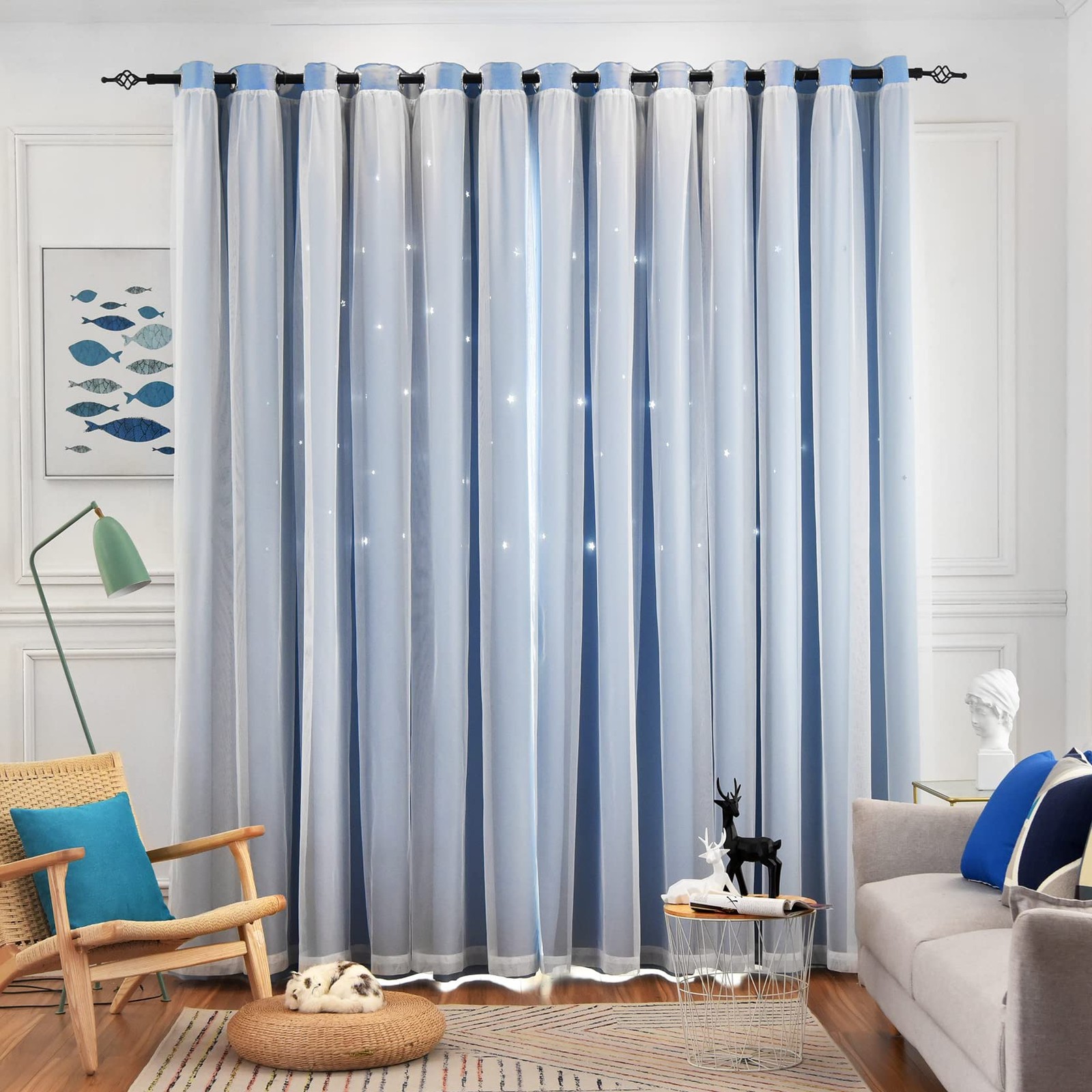 Stars Curtains Double Layer Curtains Blackout Curtains For Bedroom Kids Curtains
