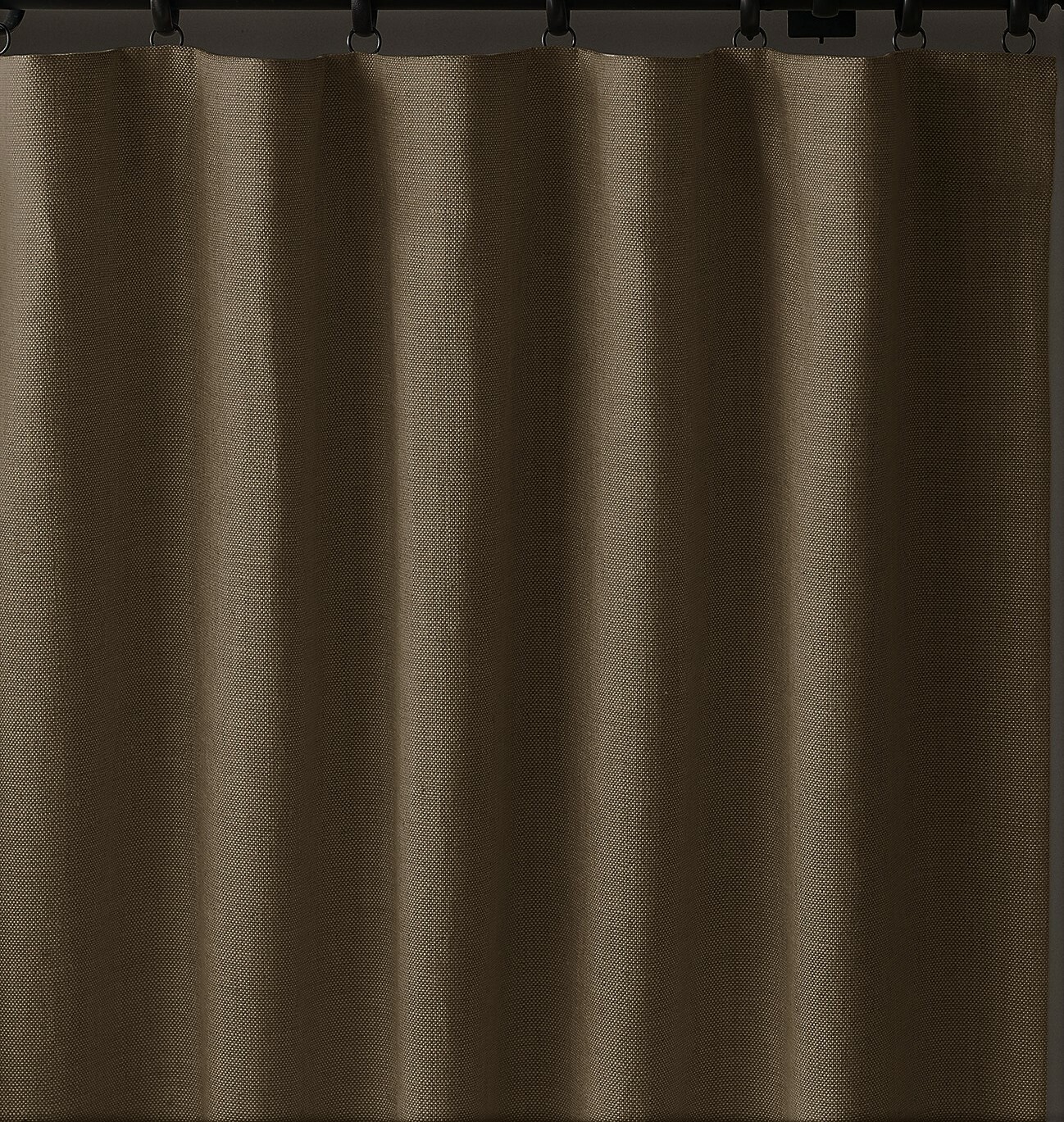 Restoration Hardware Belgian Textured Linen Drapery Pole Top CHOCOLATE 100×108