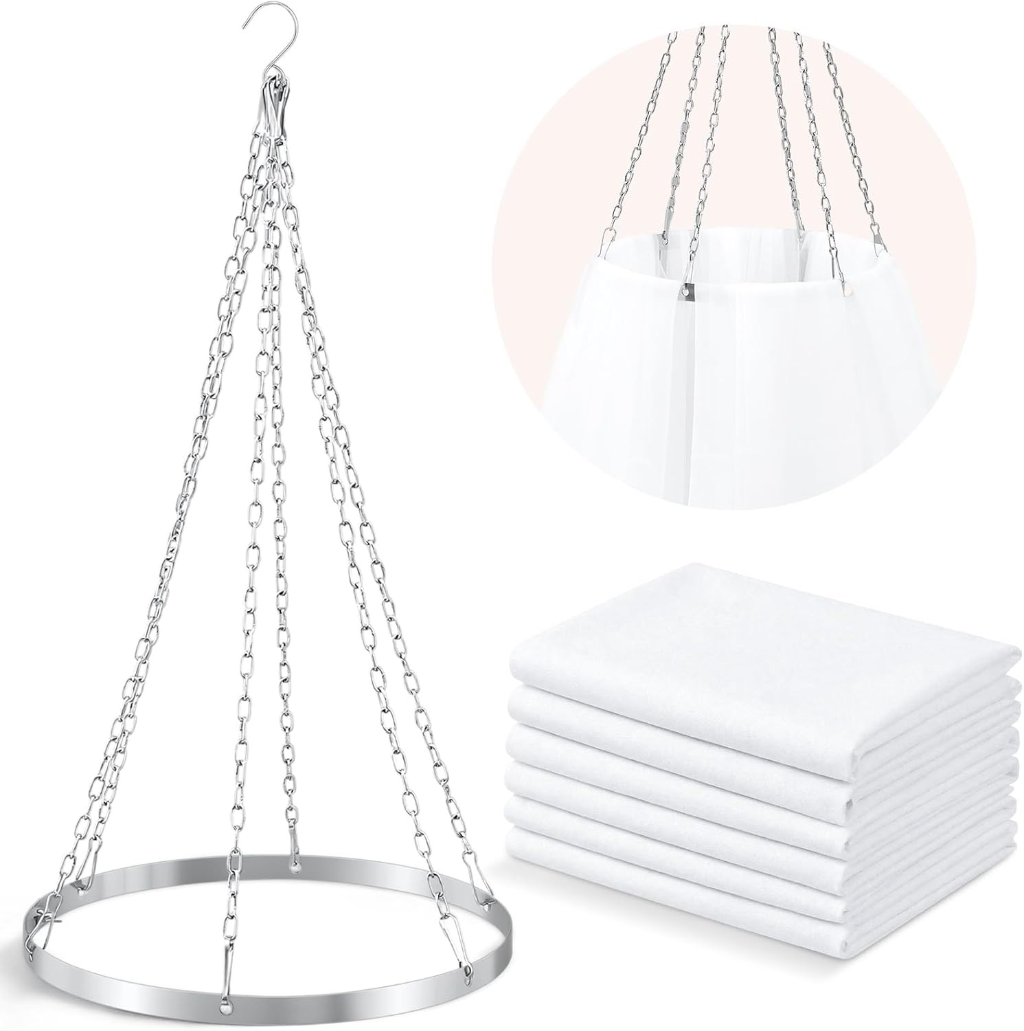 5Ft X 20Ft 6 Panels 12 Inches Ceiling Drapes Hanging Kit with Drapery- Ceiling H