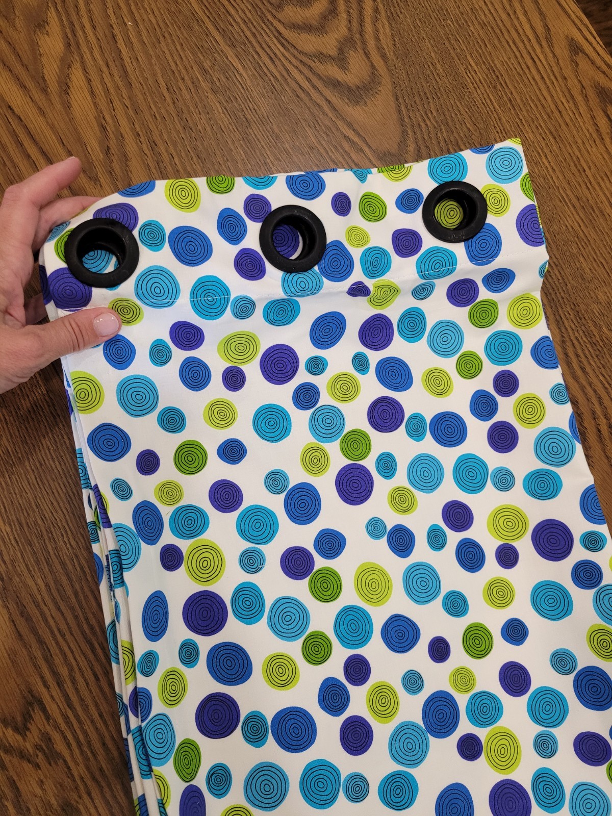 Blue, Green, Purple, and White Cotton Circle Curtain Lot – Cafe Curtains 24 long