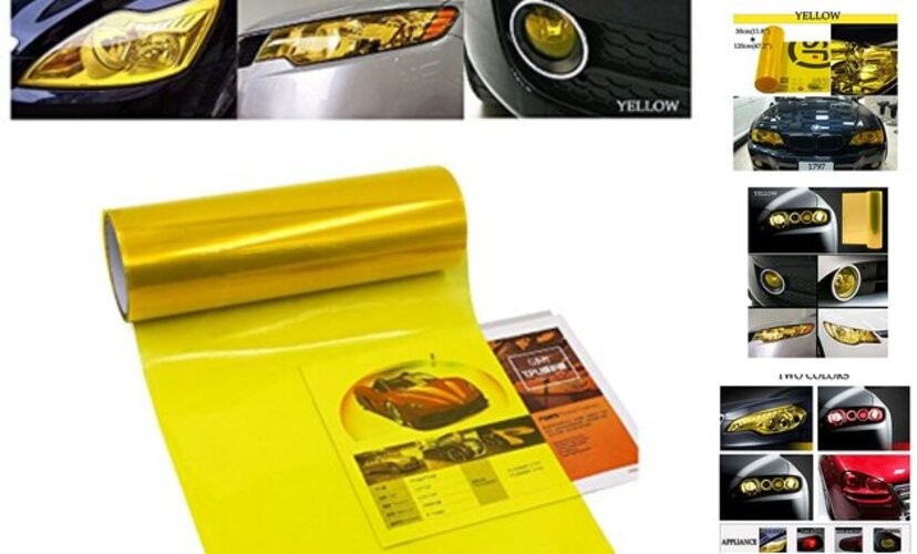 Car Light Tint Film Headlight Fog Light Taillight Tinted Vinyl Tail 1PC Yellow