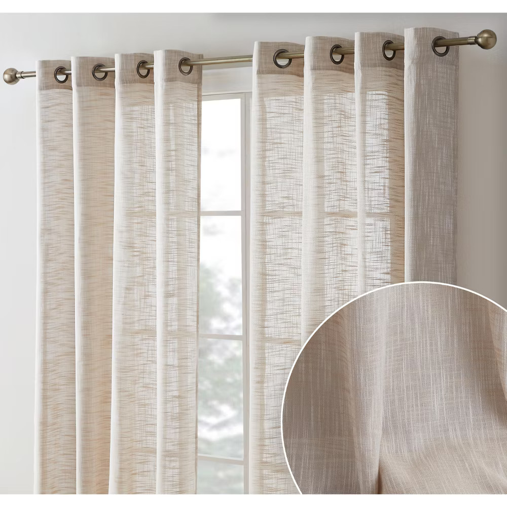 HLC.ME Madison Faux Linen Textured Thicker Sheers Privacy Light Filtering