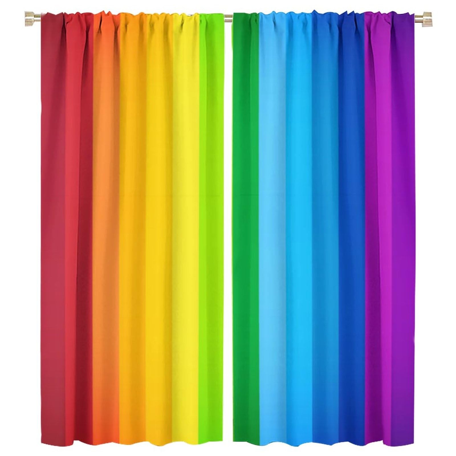 Colored Rainbow Window Curtains, Abstract Rainbow Perspective Background Wind…