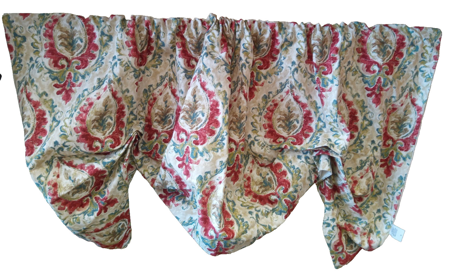 Faux Dual Tie-Up Valance Medallion Print Lined 50″ x 21″ Rod Pocket