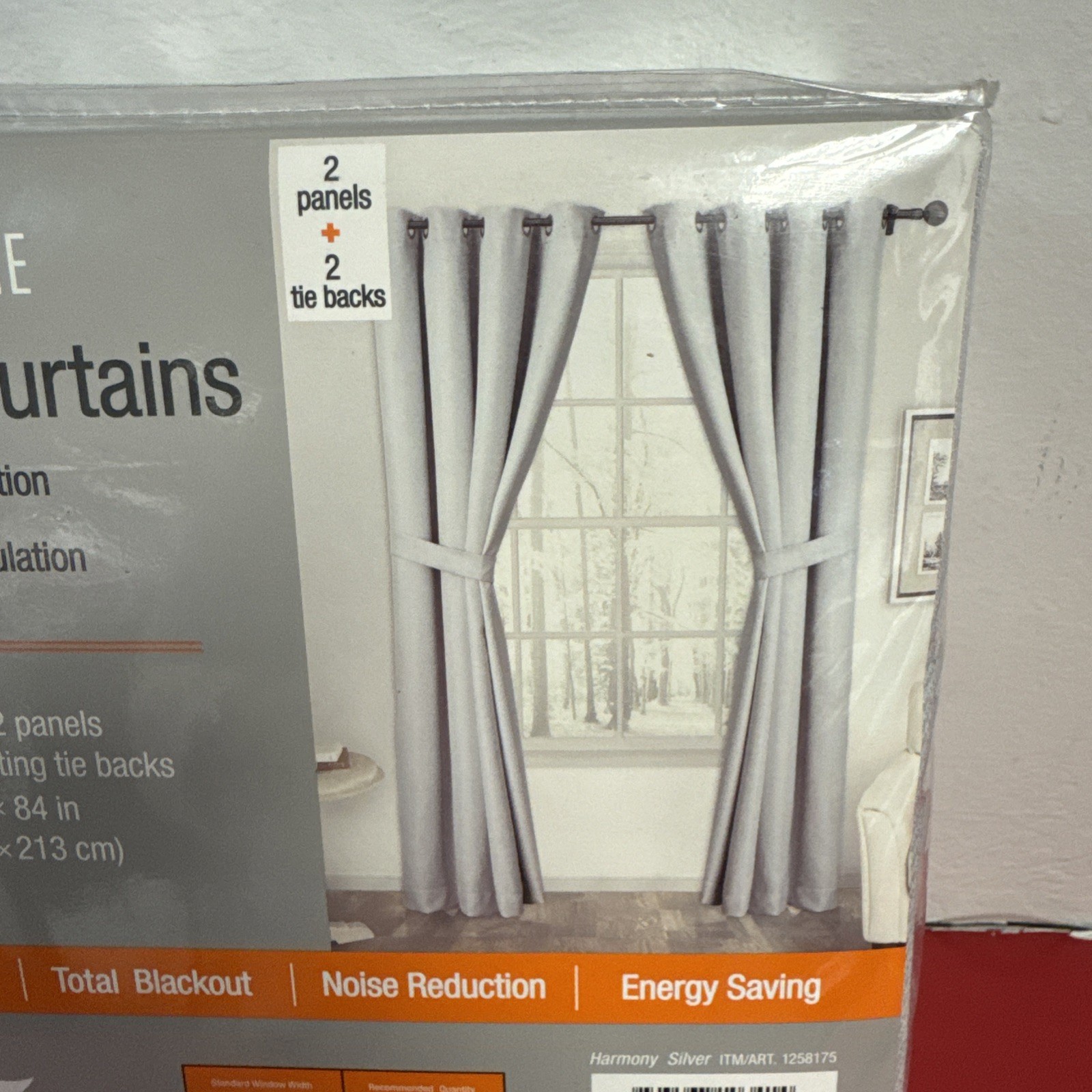Silk Home Blackout Curtains Noise Reduction 2 Panels 52x84in Silver New W/tags