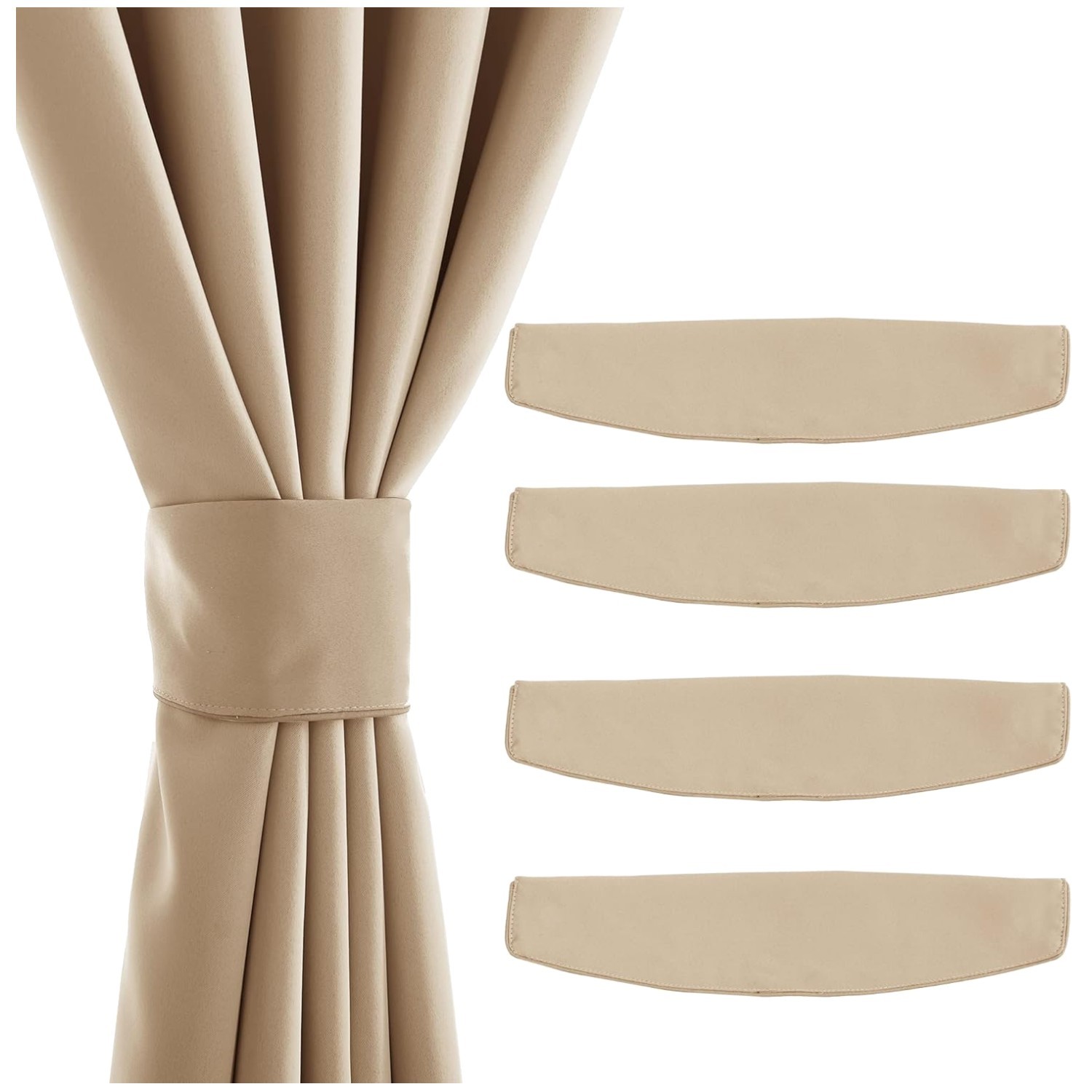 Beige Magnetic Holdbacks for Indoor/Outdoor Curtains, 4 Pack
