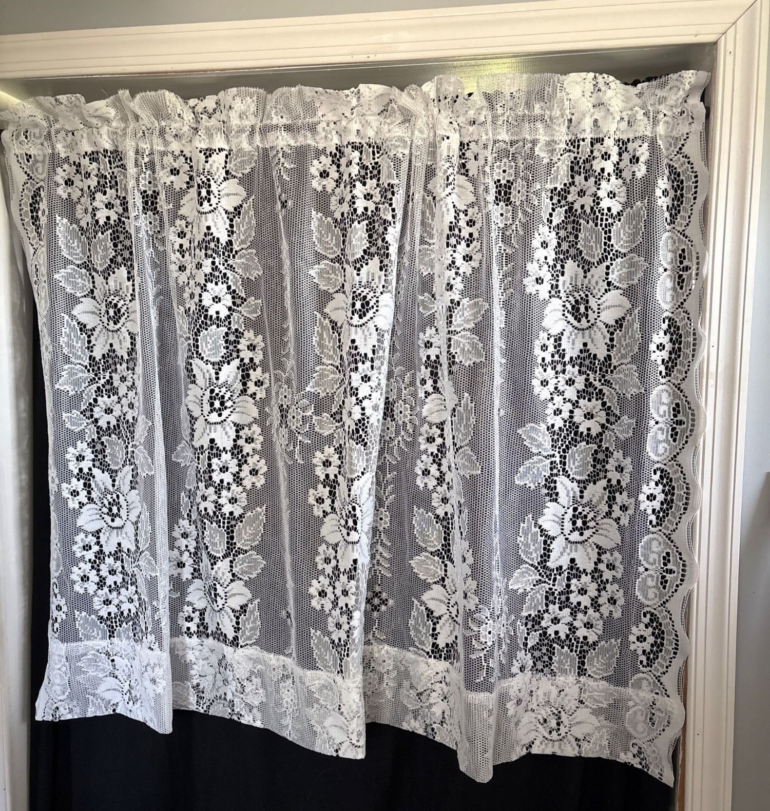 White Floral Lace Curtains 58Wx39L» Romantic Pattern Rod Pocket Sheer Panel