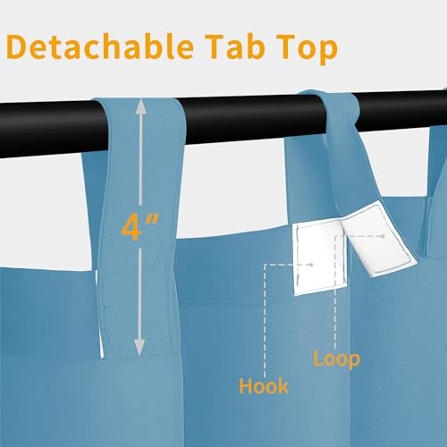 Outdoor Patio Curtains Detachable Tab Top 110″W x 120″L (Pack of 2) Sky Blue