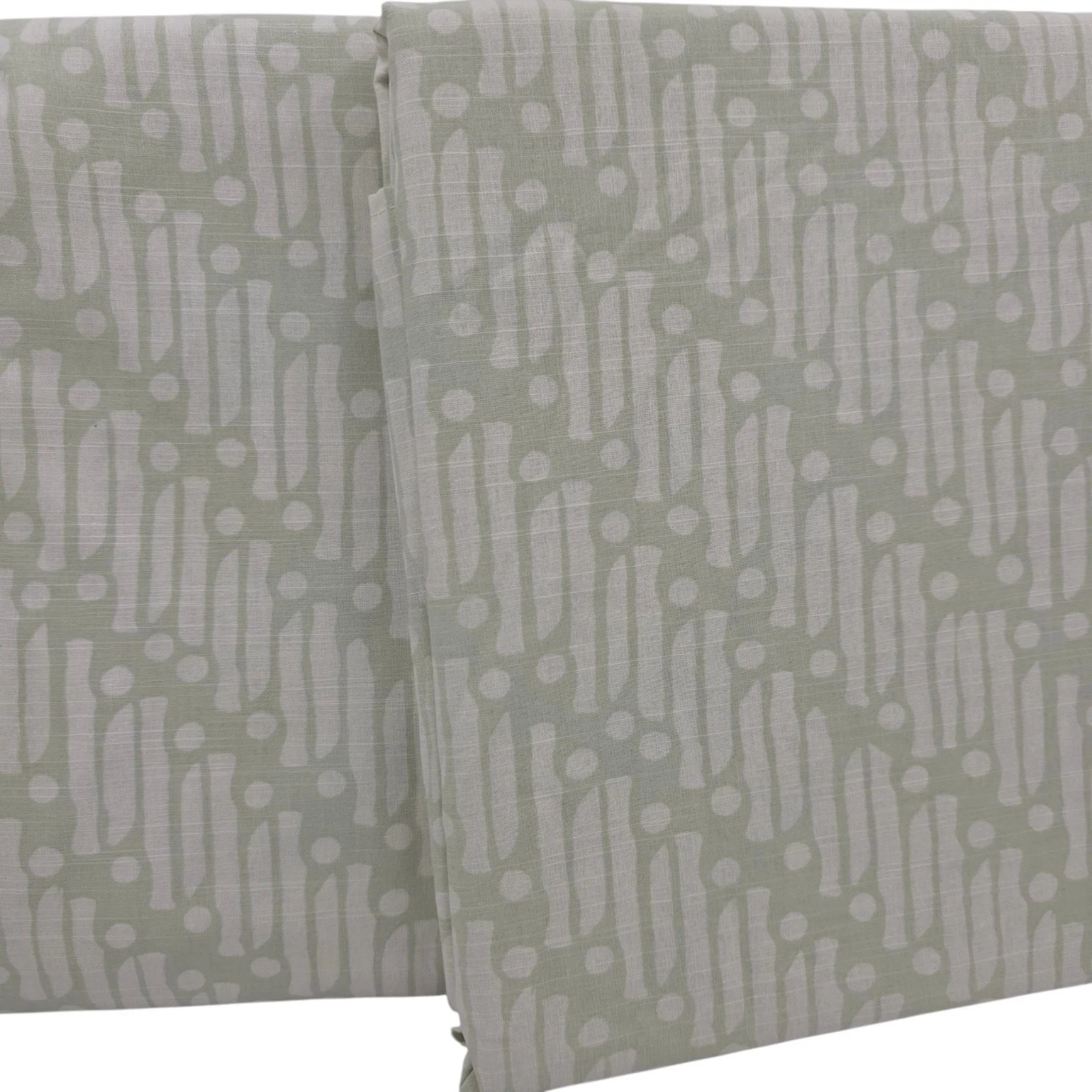 NEW West Elm Set of 2 Batik Scallop Curtains Green 48×96 Cotton Window Panels