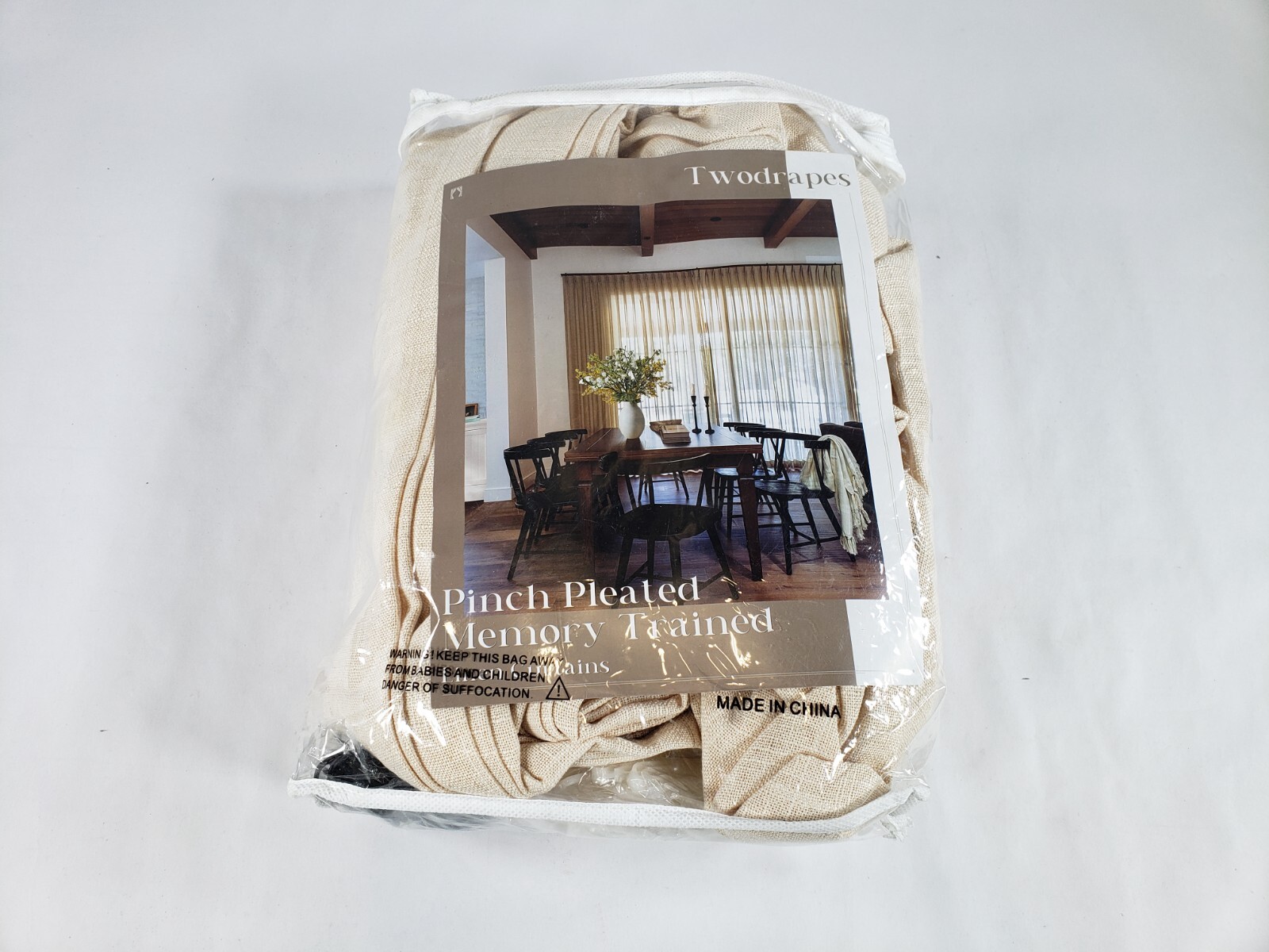 Burlap Beige Semi Sheer Curtains 40 x 80 Inches Long for Living Room 2 Pannels
