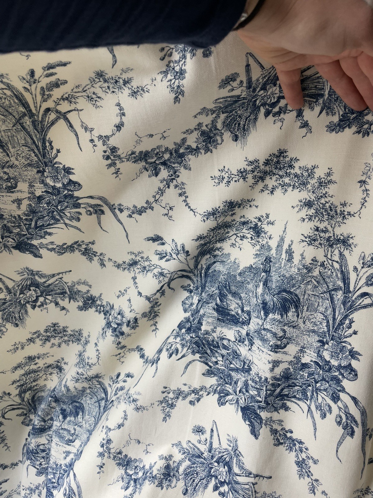 2 pair Custom-made 75W x 84L Blue Linen Pinch Pleated TOILE Lined Curtains