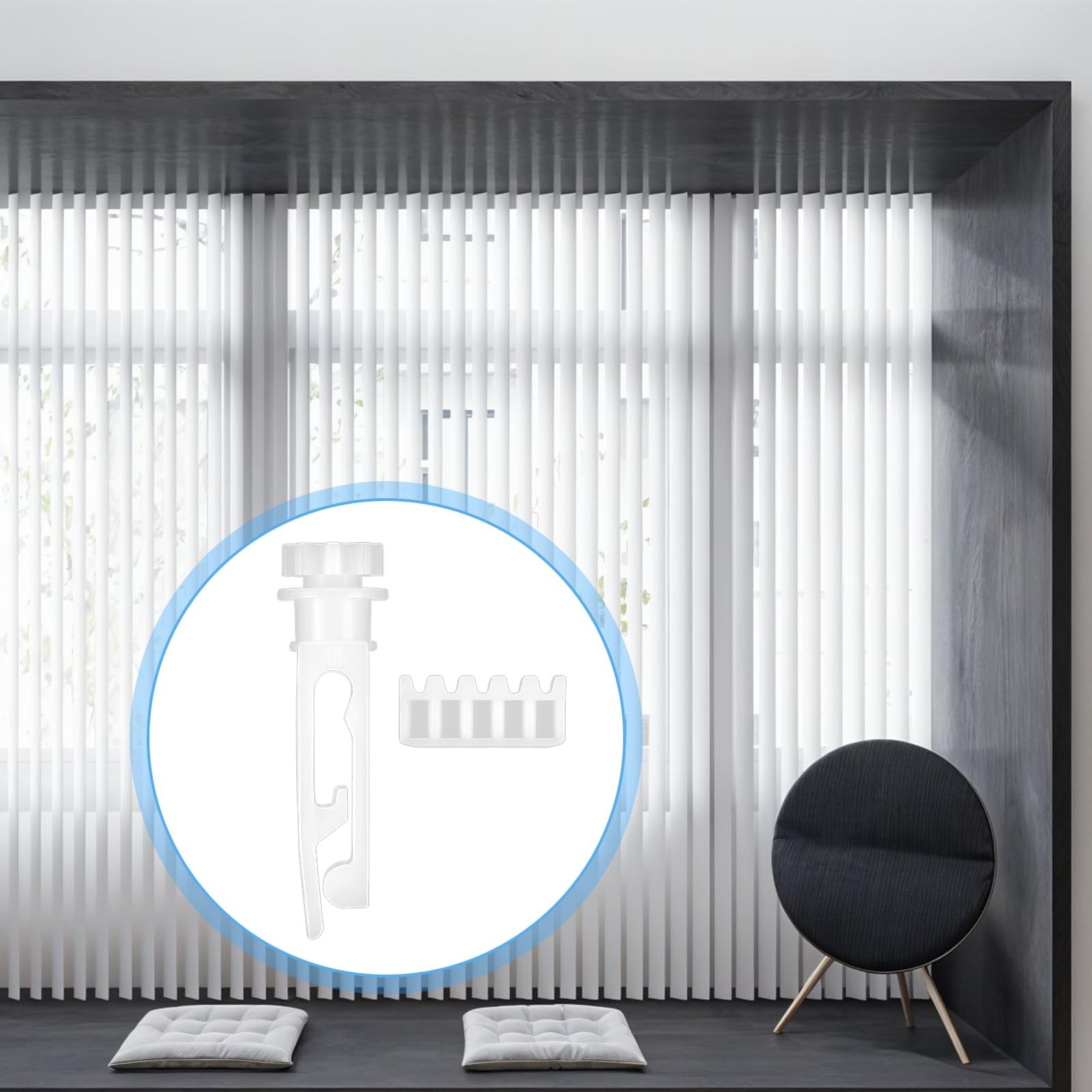 Vertical Blinds Repair Kit – 12 Sets Stem & Gear, White Replacement Parts for He