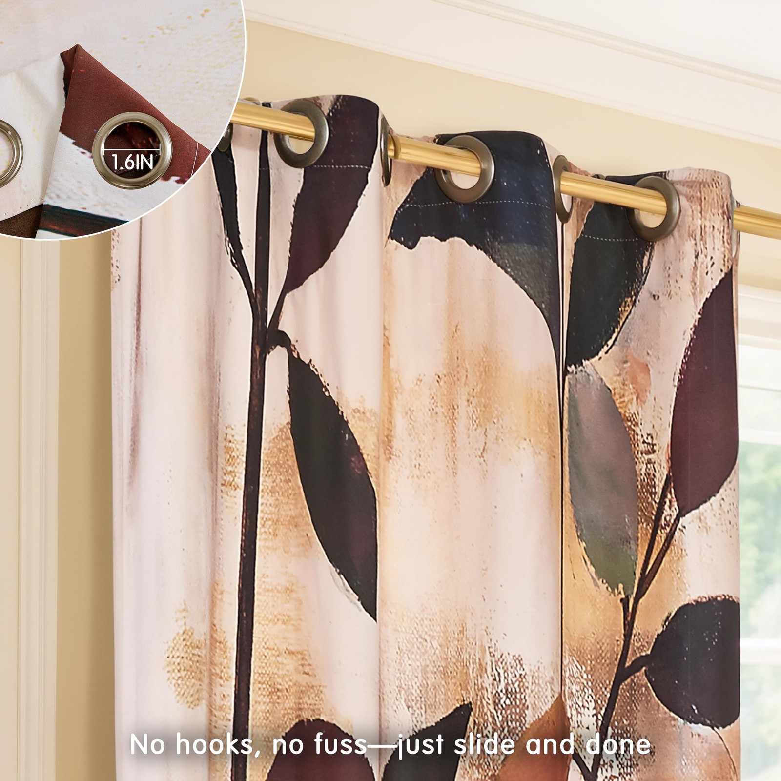 Blackout Curtains 52Wx84L, Room Darkening Floral Curtains, Thermal Insulated