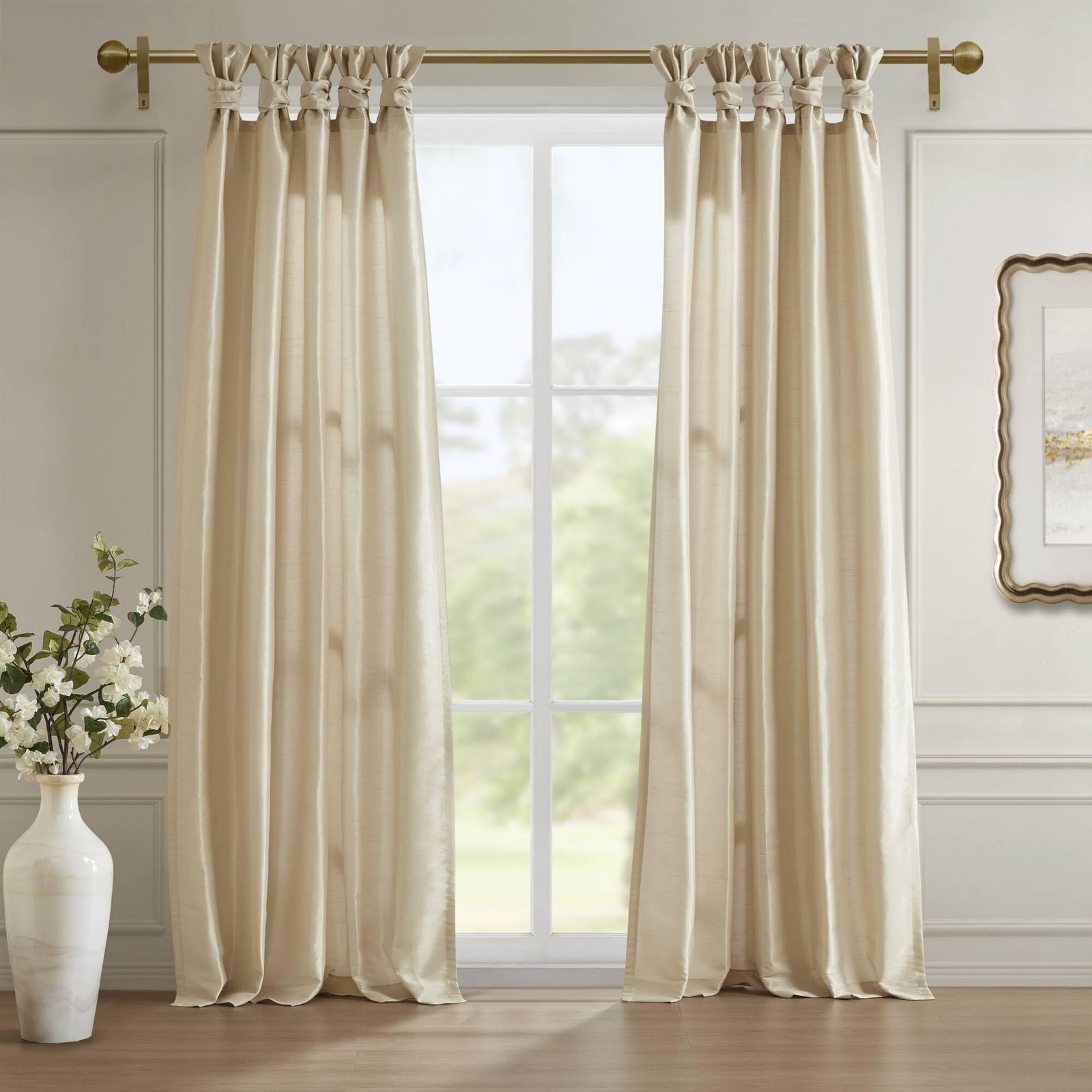 Emilia Faux Silk Single Curtain with Privacy Lining, DIY Twist Tab Top,…