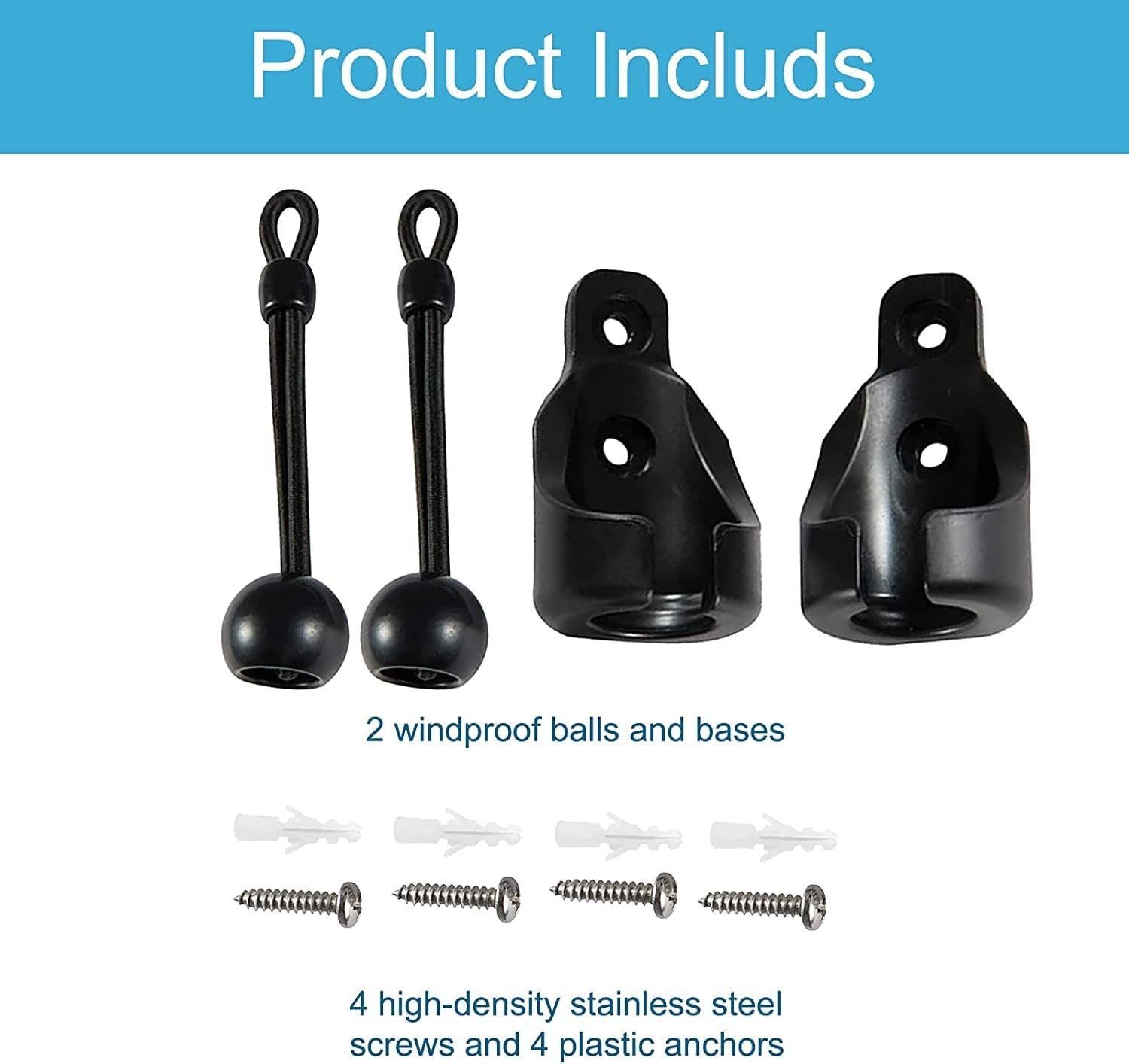 5 Sets Bunge Kit+End Cover, Accessories for Outdoor/Indoor Sunshade Curtain and
