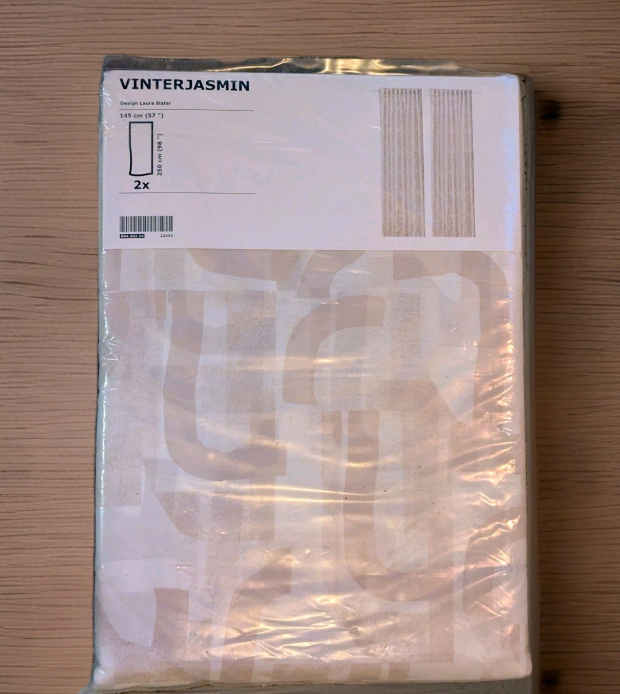 IKEA Vinterjasmin Curtains 1 Pair White/beige 145x250cm, 57×98 In 804.502.54
