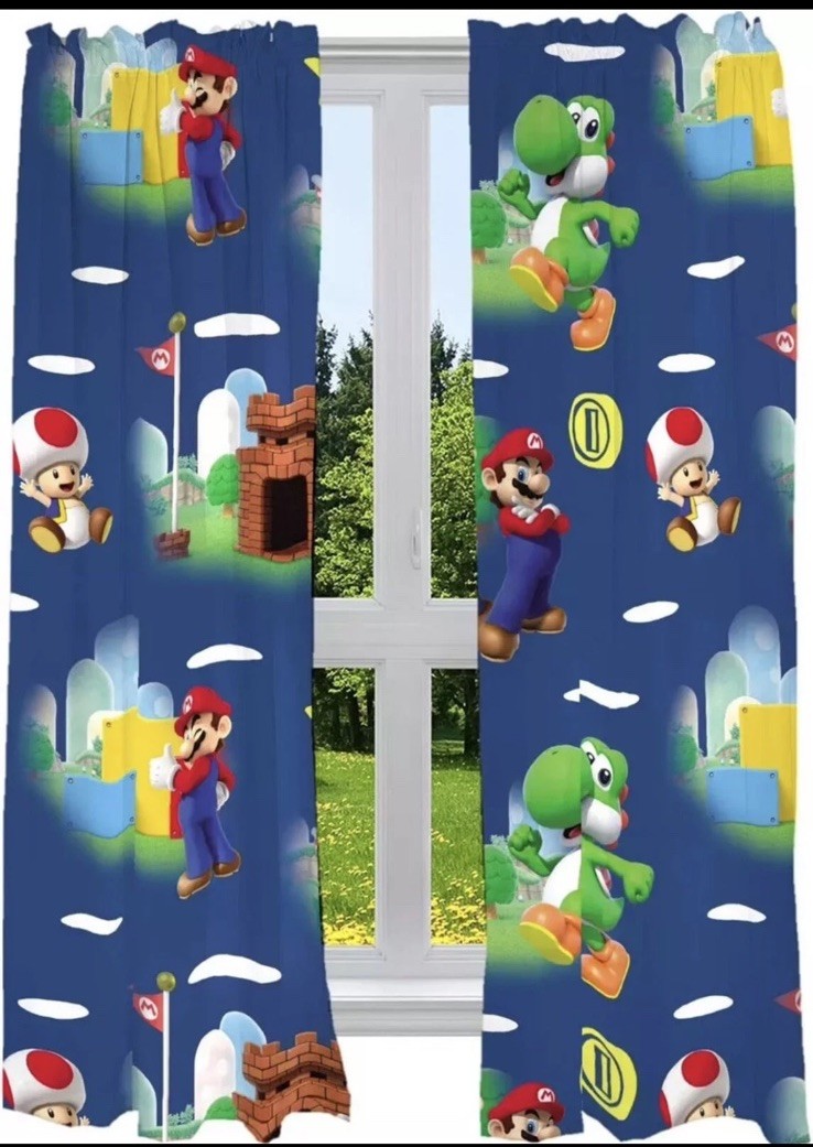 Super Mario Window Curtains Drapes Set, 82 in X 63 In – NEW!!!