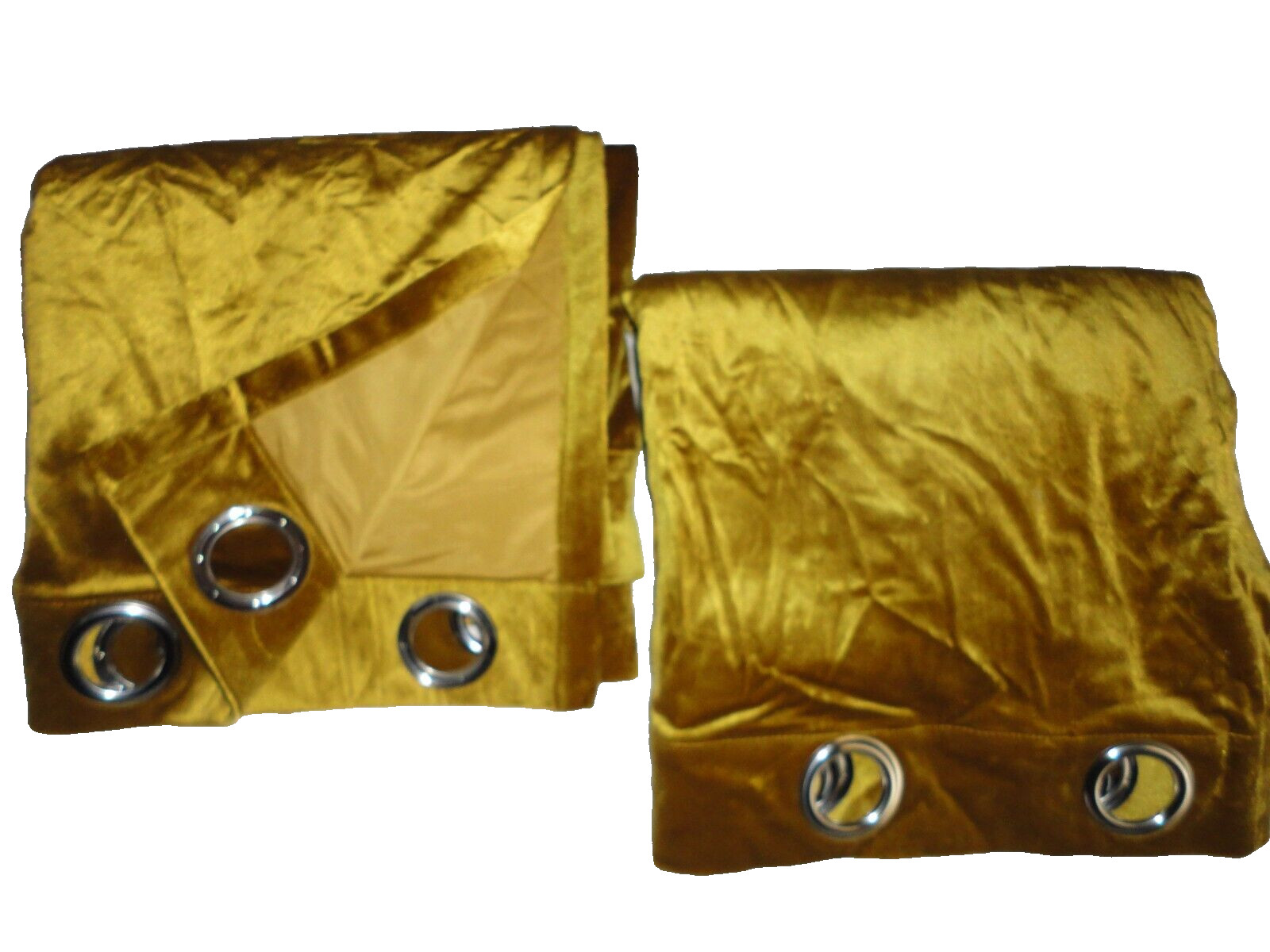 CHERRY HOME WARM LIQUID GOLD VELVET GROMMET (2) DRAPERY PANELS 51X96