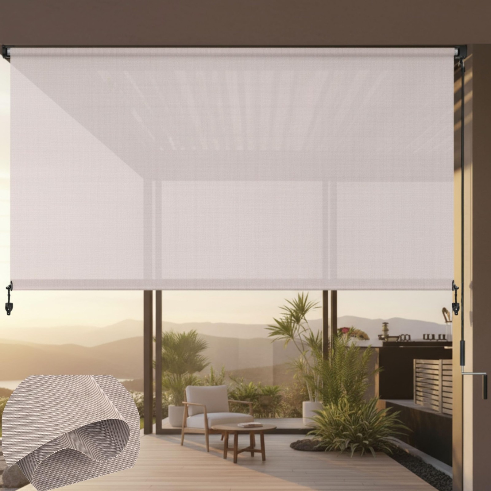 Outdoor Roller Shade for Patio Gazebo Pergola or Porch 8′ W x 8′ H, 420GSM Ne…