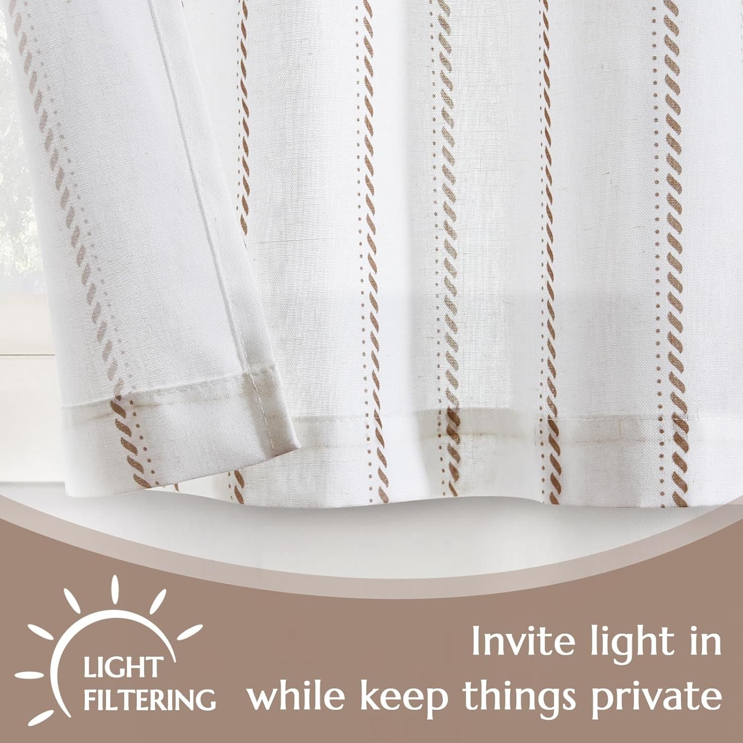 Linen Curtain Set 26×36 Light Filtering Rustic Farmhouse Cafe Window Tiers