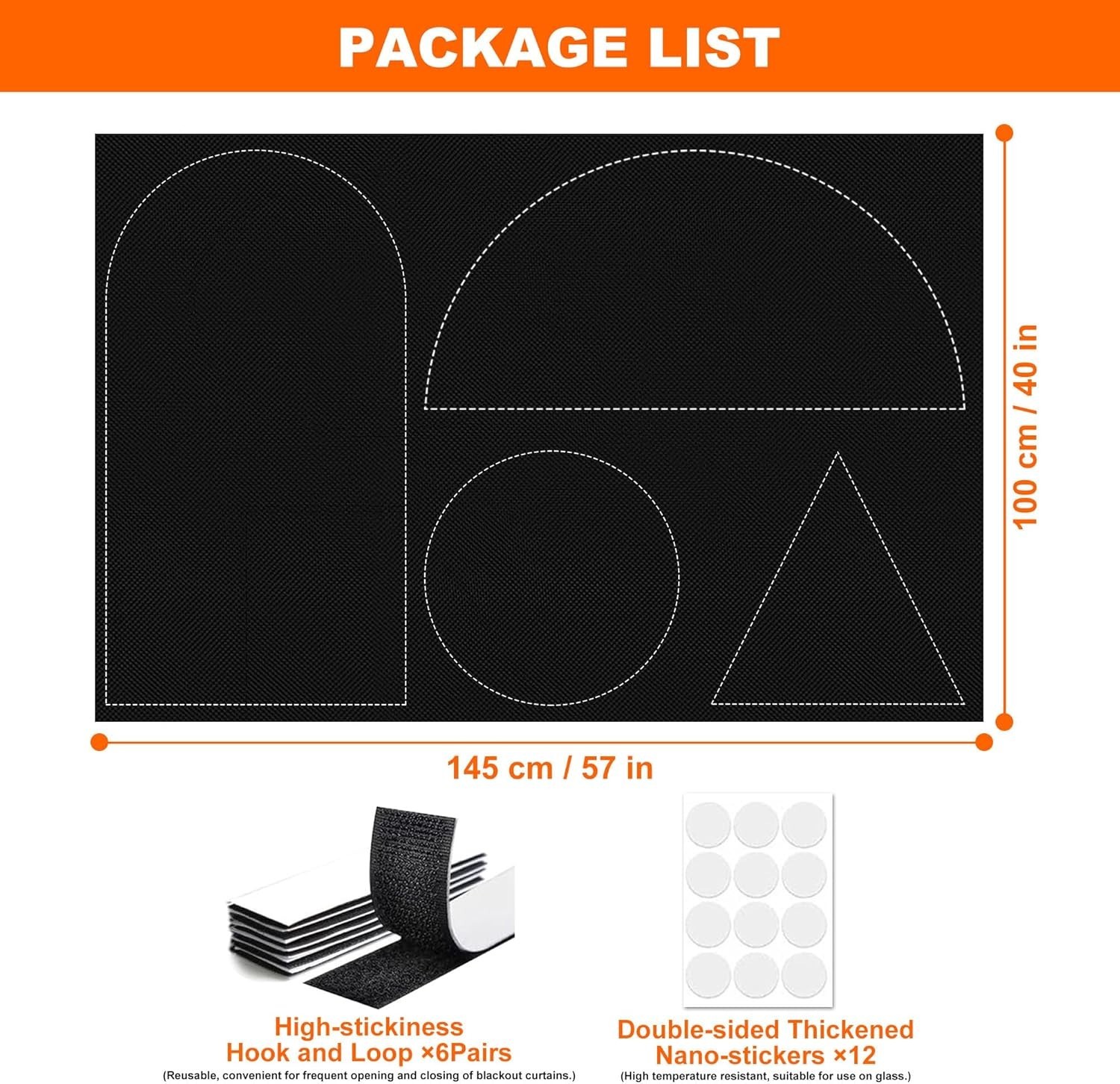 100% Black Out Window Cover Portable Blackout Shades Adhesive Thermal Blackout