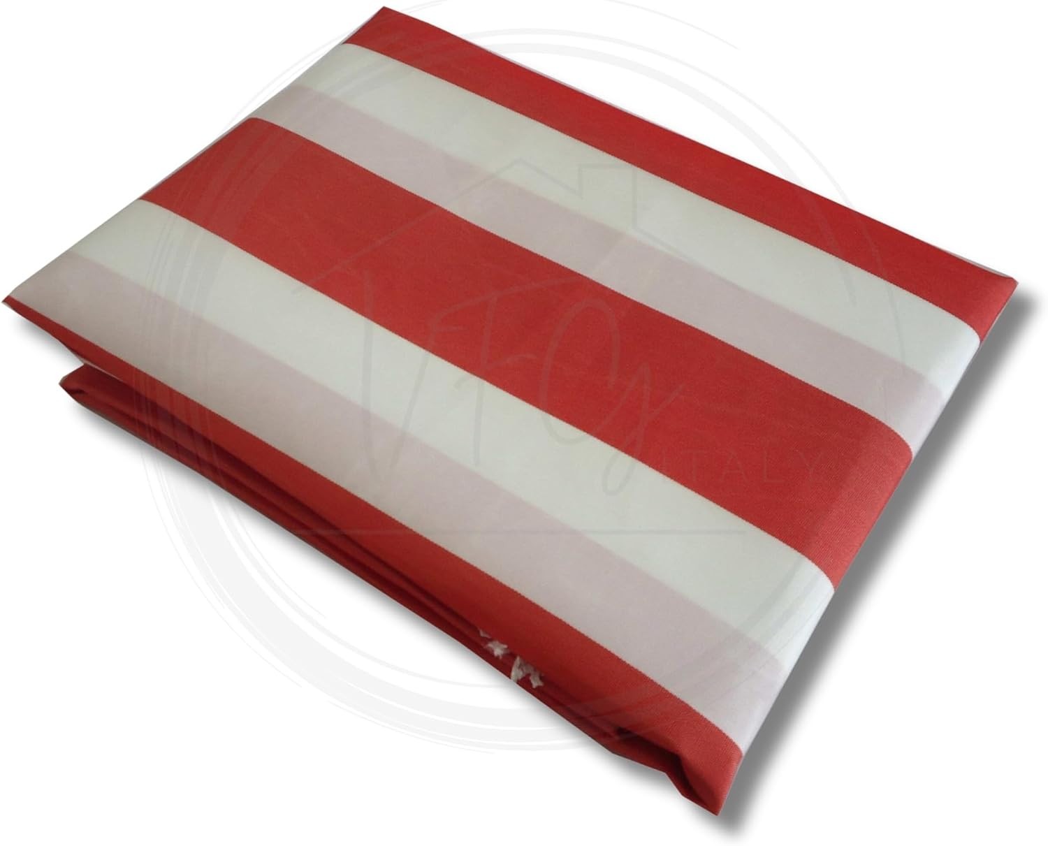150x250cm Outdoor Ring Curtain White and Red Stripes RESISTANT