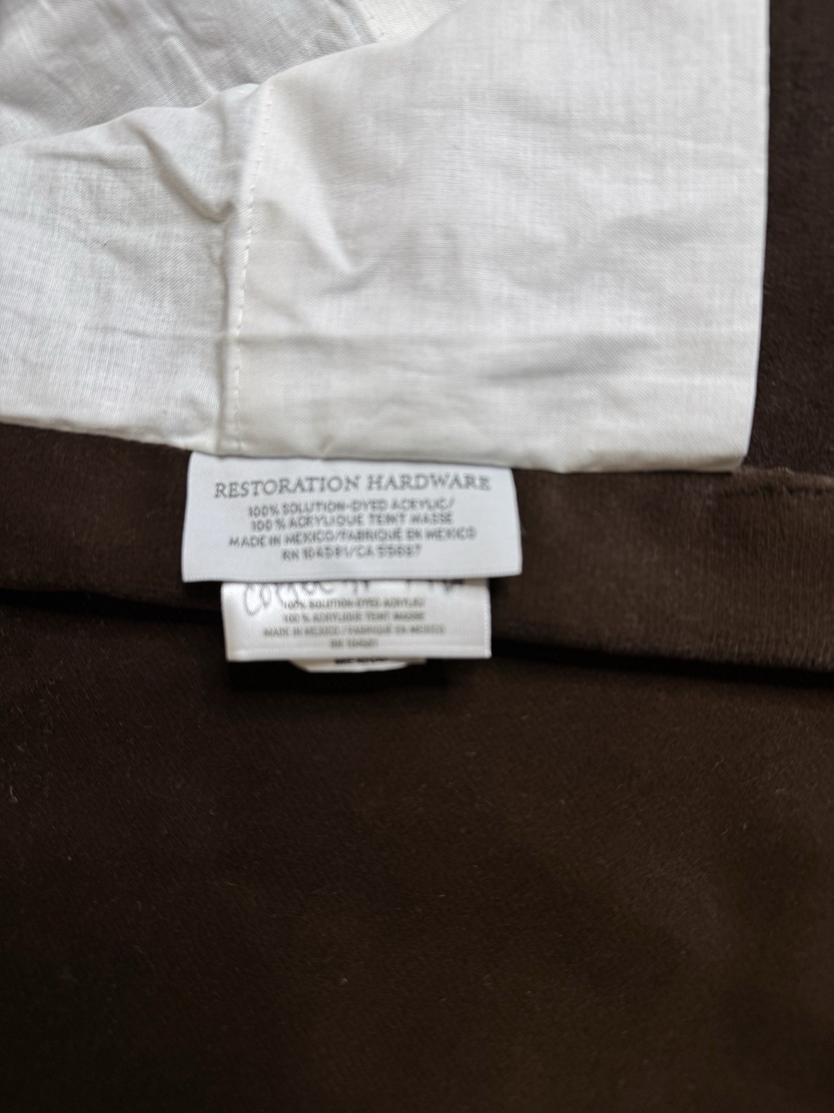 Restoration Hardware Perennials Performance Velvet Drapery 50″ x 120″ Choc $529