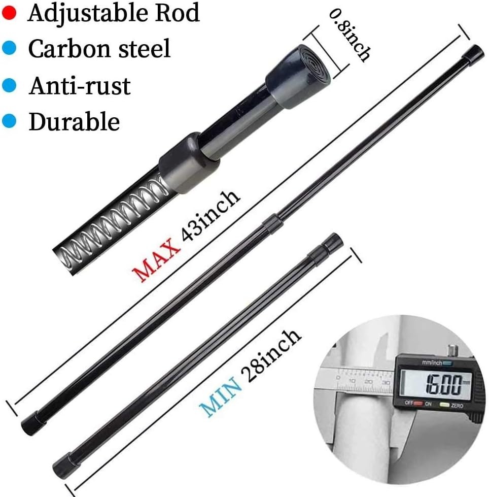 2pcs Spring Tension Curtain Rod，28-43 Inches Adjustable Expandable Pressure B…