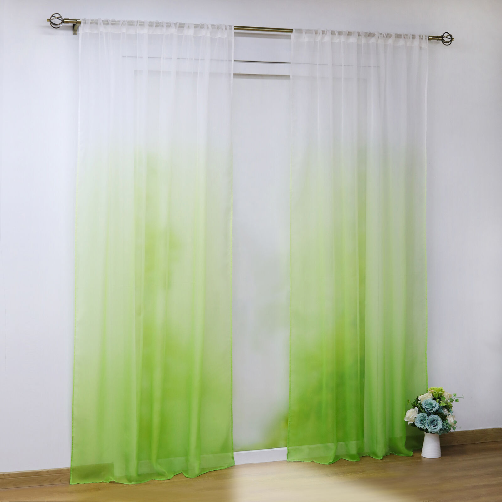 Gradient curtains transparent country house curtain voile decorative window long gates