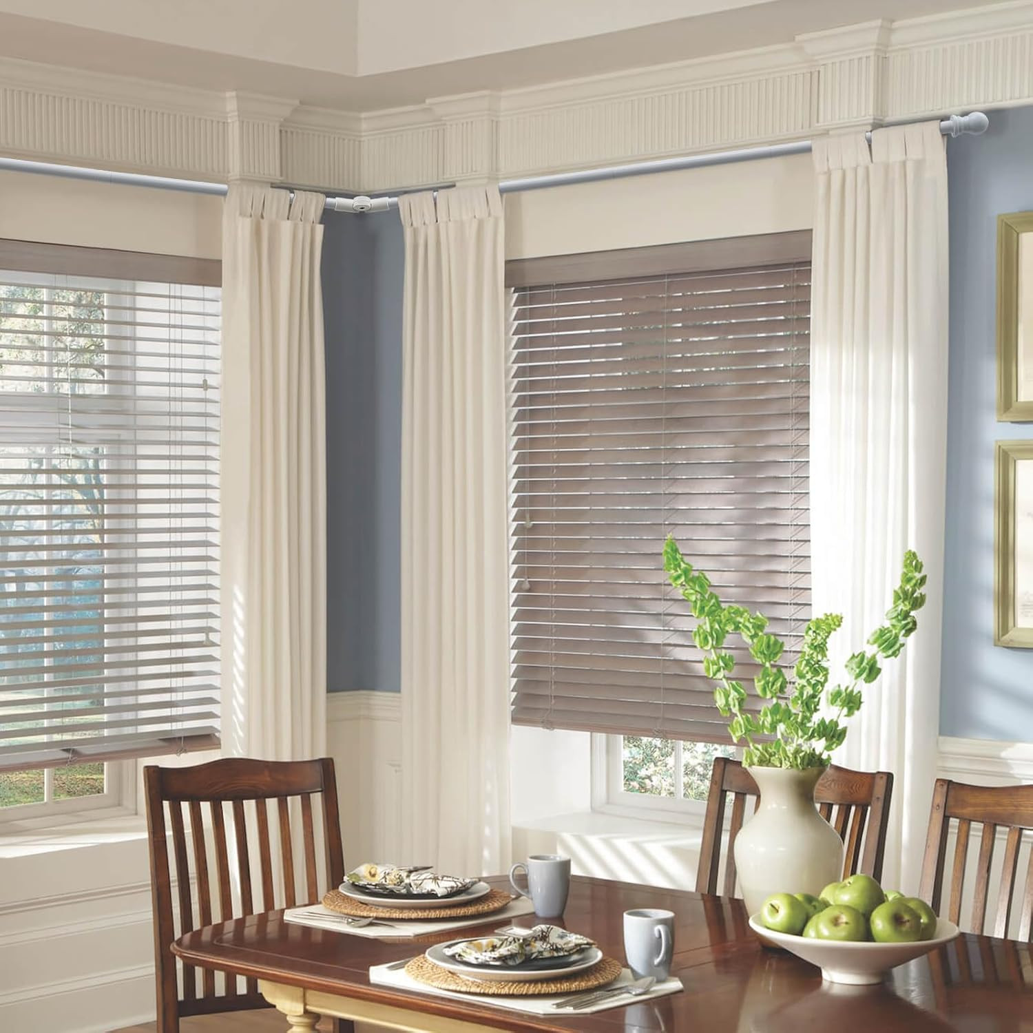 Corner Window Curtain Rod, 1″ Heavy Duty L-Shaped Curtain Rods, 36-136″ Adjustab