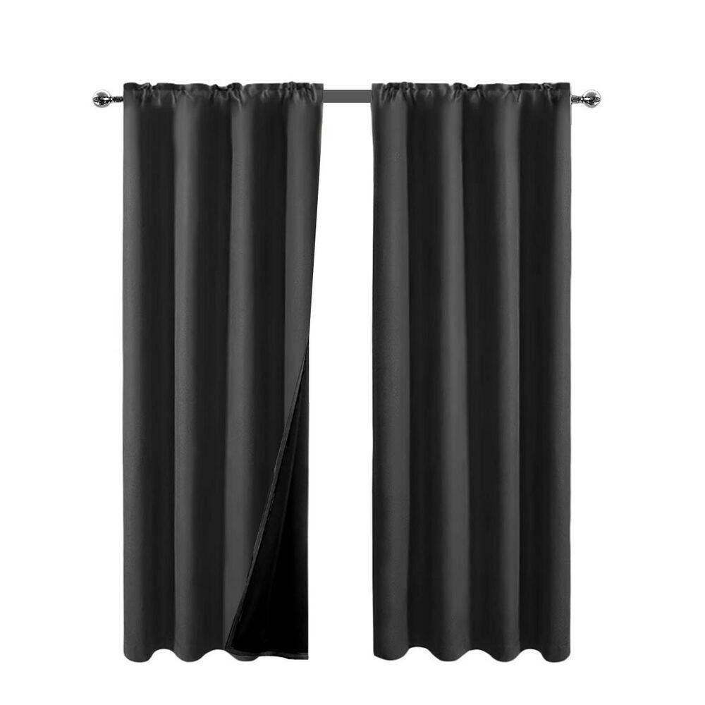 Black Polyester 42 In. W X 45 In. L Insulated Thermal Rod Pocket Indoor Blackout
