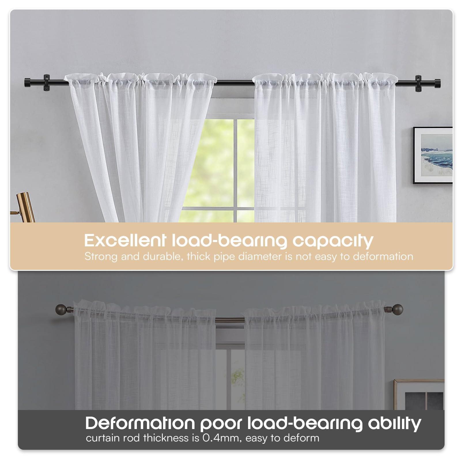 Extra Long Matte Black Curtain Rod 120-168 Inch (10-14 Feet) for Large Windows –