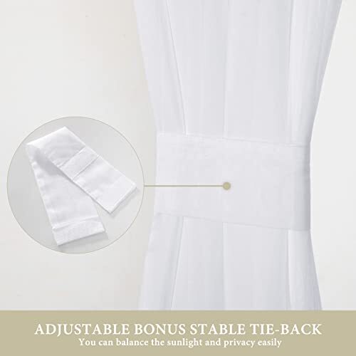 2 Panels Sidelight Curtains for French Door Sheer Panels 25″W x 72″L White