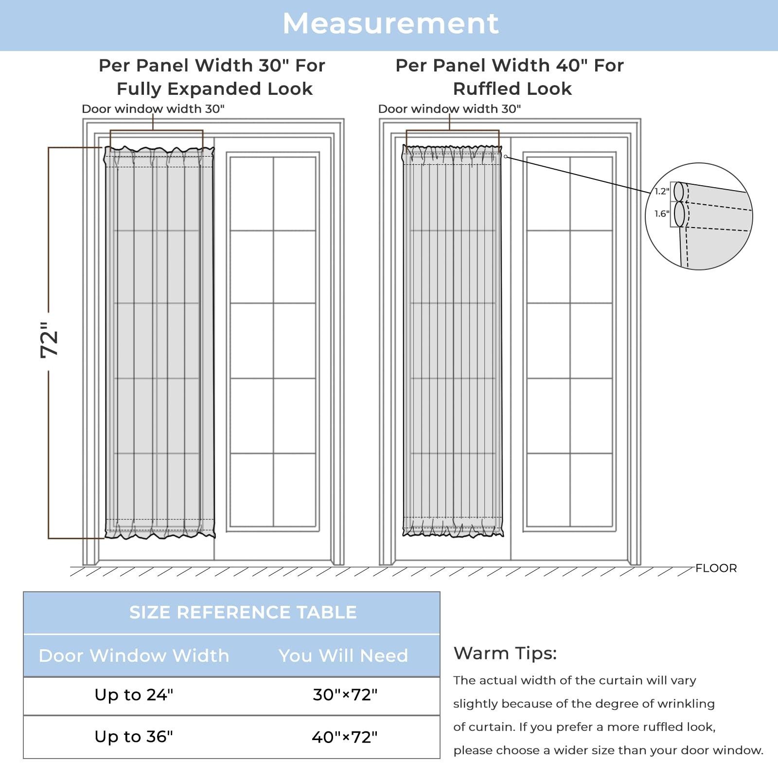 French Door Curtains 2Pk 40×72 White Sheer Sidelight Panels W/ Tiebacks