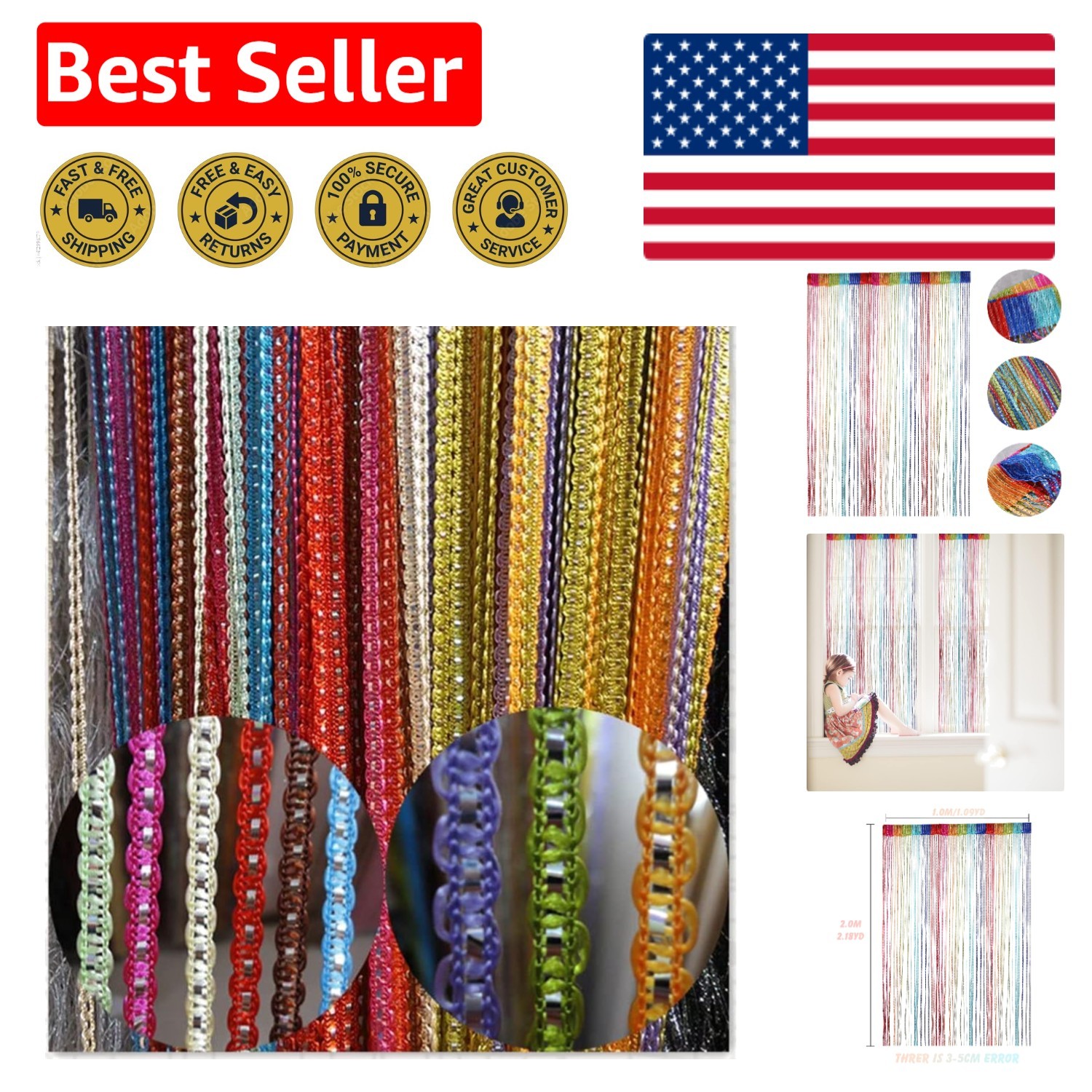 Elegant Multi-Color String Curtain: Decorative Tassel Room Divider Screen