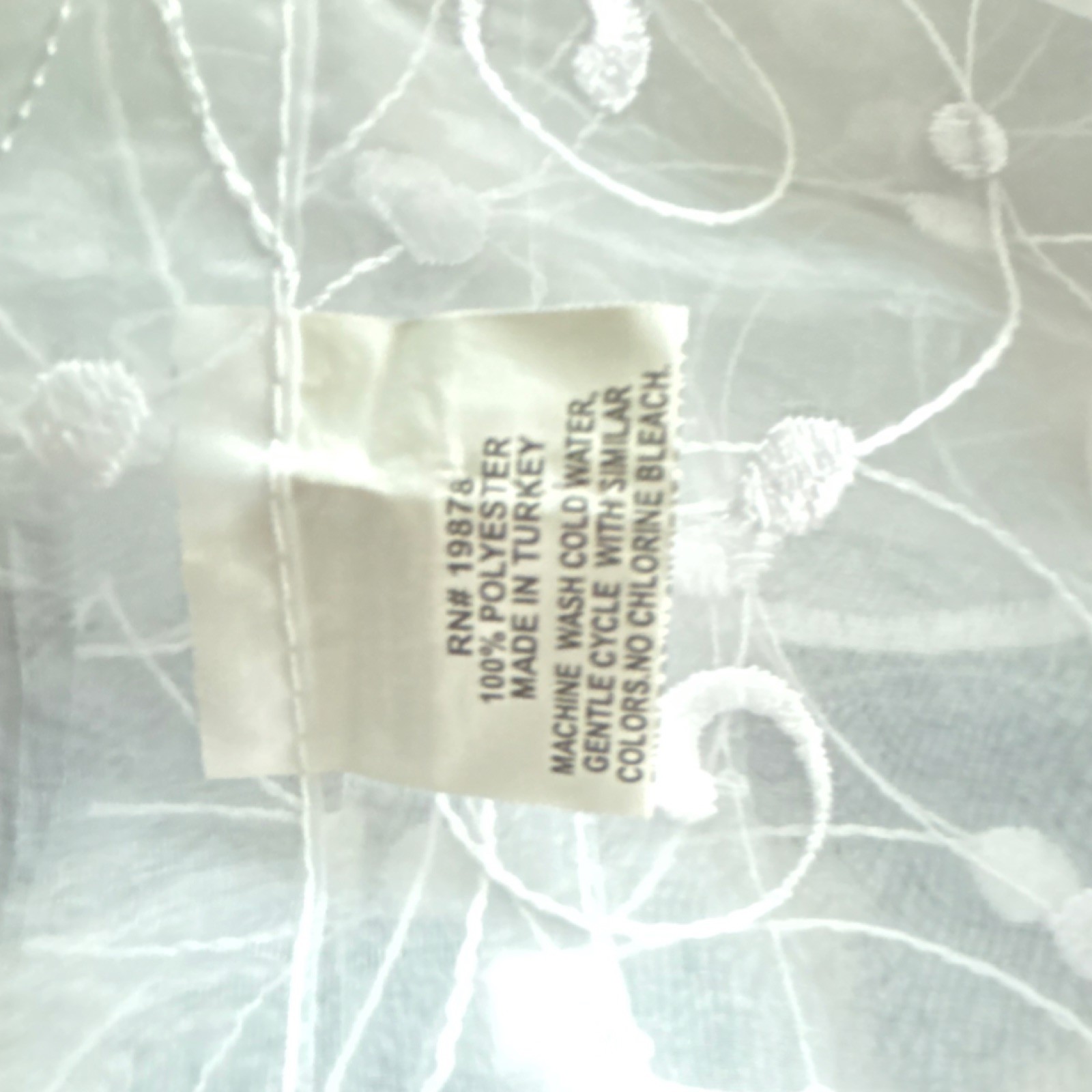 Sheer White Embroidered Polyester SWAG curtain 200” L x 40” W Made in Turkey