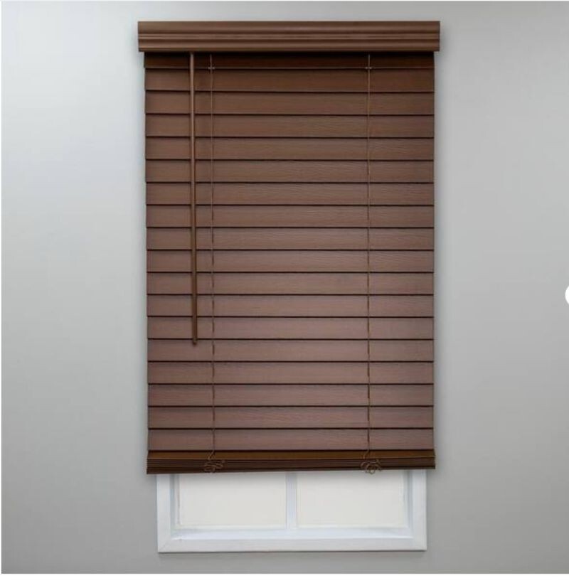 Eclipse Room Darkening Venetian Faux Wood Blinds with 2 in. Slats PVc Dark Oak