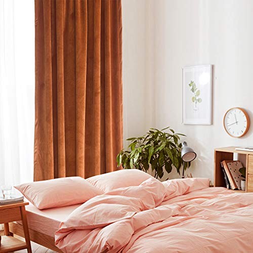 Velvet Curtain 84 inches Long – Curtains Block 52″W x 84″L (Pack of 2) Orange