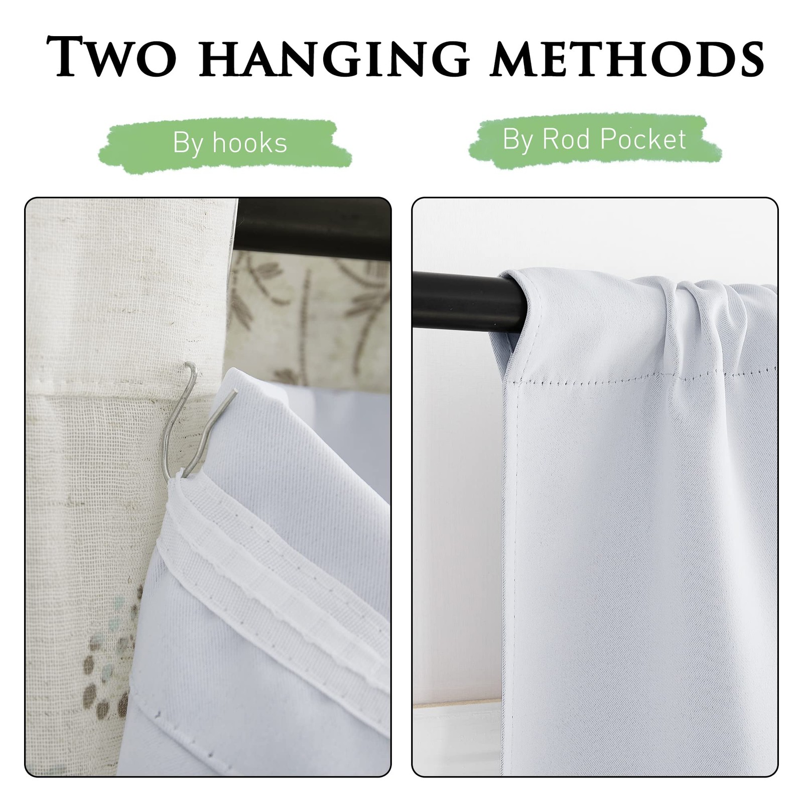 White Blackout Curtain Liners – Thermal Insulated Rod Pocket Drapes for 95 in…