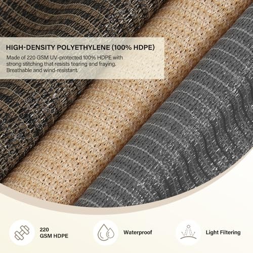 Outdoor Roller Shades 5′ W x 8′ L, Cordless Patio Sun Shade Blinds, 90% UV Prote