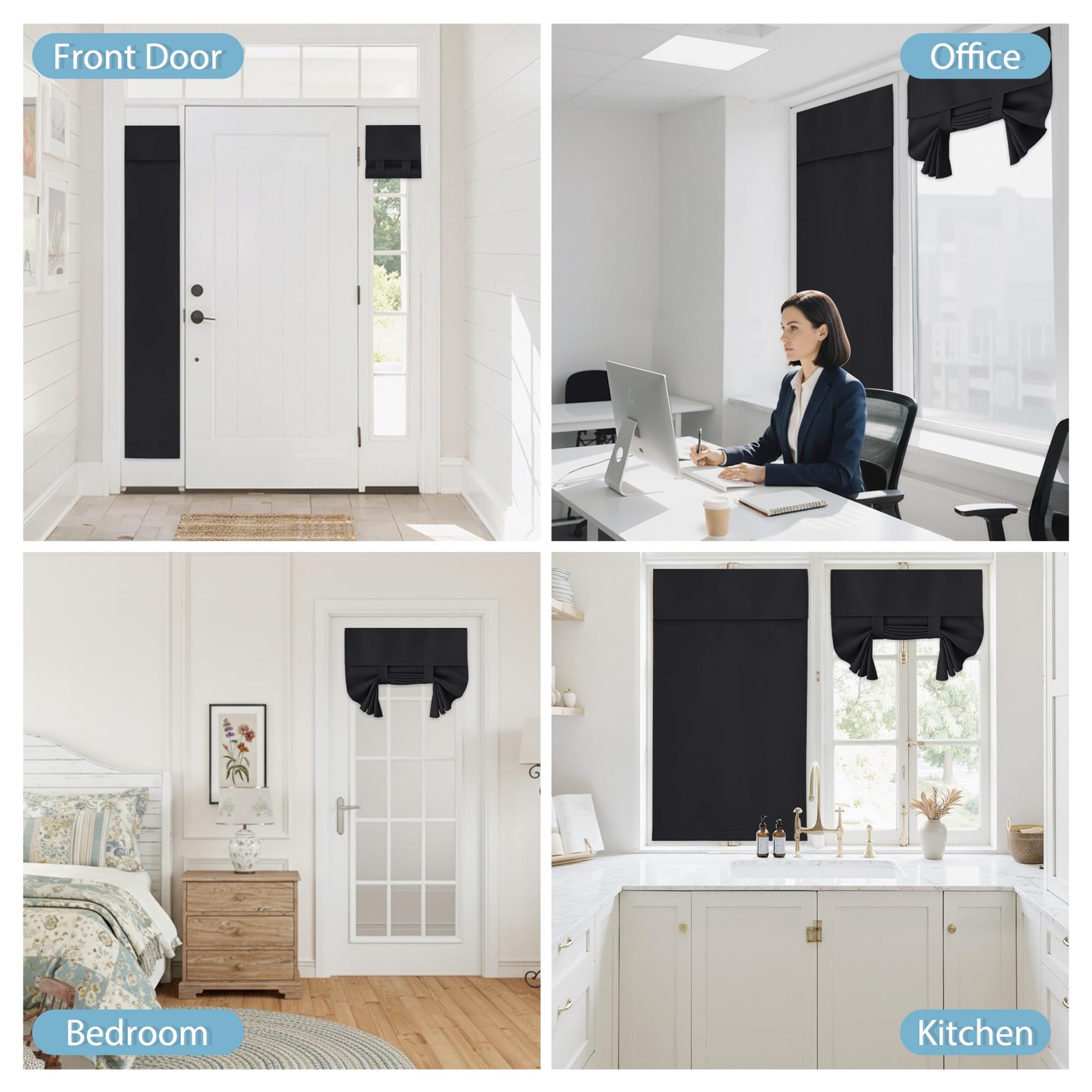 Blackout French Door Curtain – Privacy Thermal Insulated Window Shades for Pa…