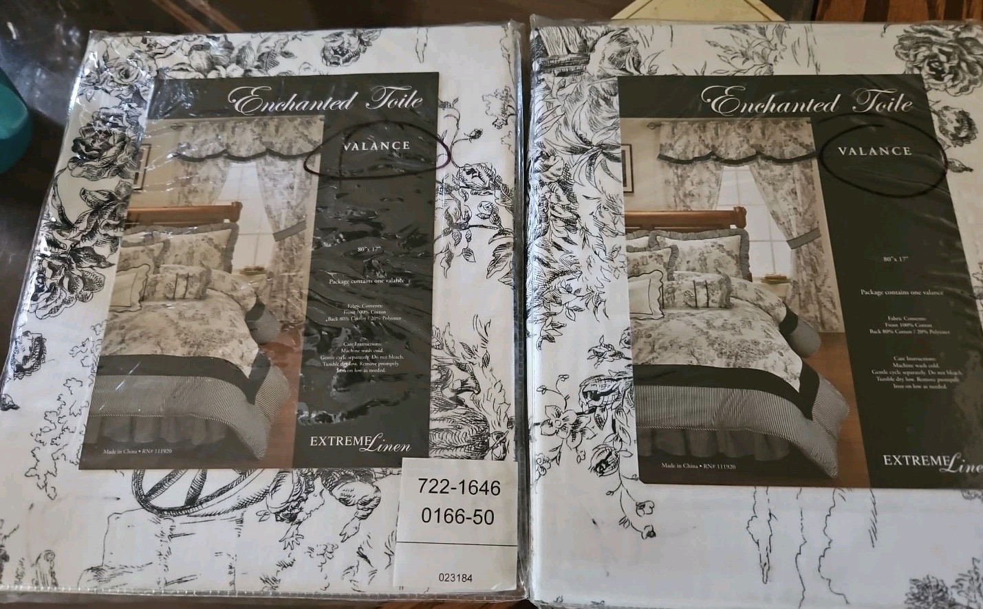 Enchanted Toile Country Toile Lot Of 2 Valances By Extreme Linen 80″ X 17″ Each