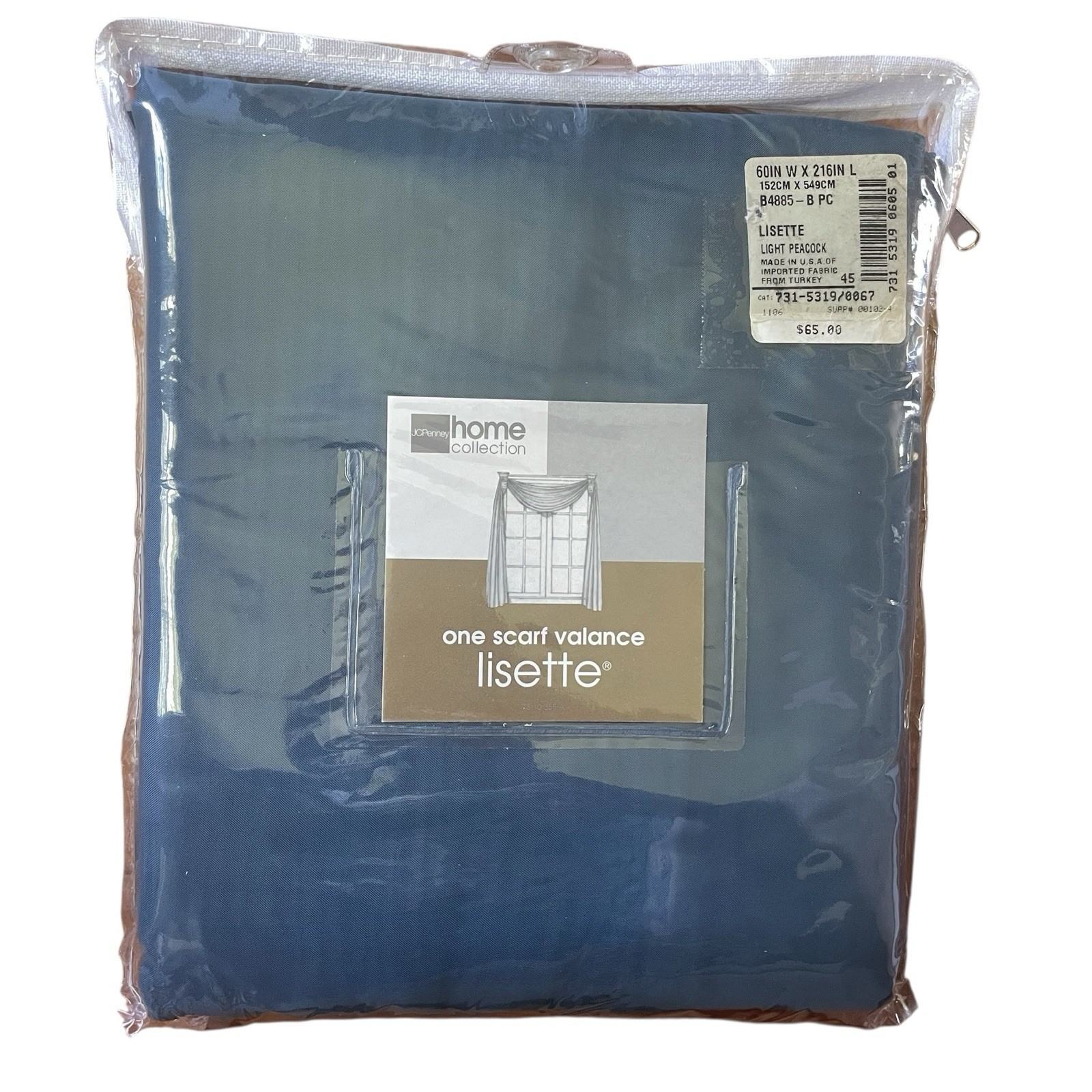Vintage JC Penney Lisette Sheer Scarf Valance Light Peacock Blue 60 x 216 NOS