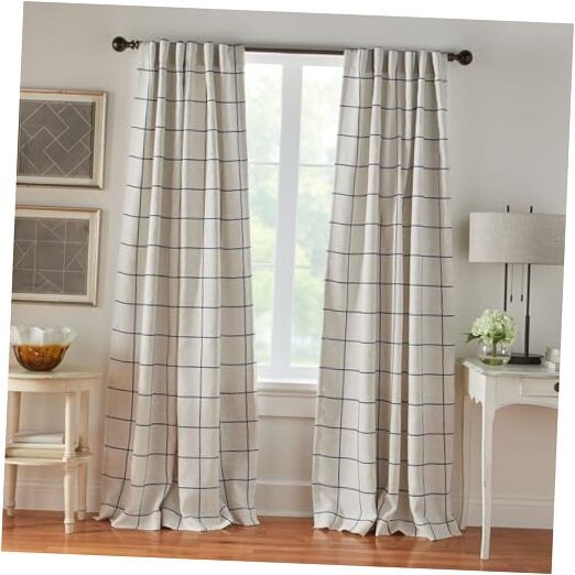 Home Fashions Brighton Windowpane Plaid 52″W x 108″L (Pack of 1) Indigo